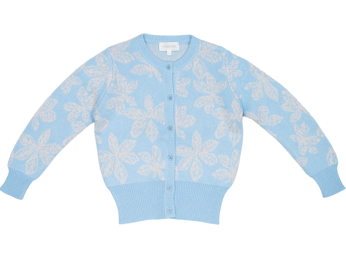 Cute girls organic cotton jacquard cardigan