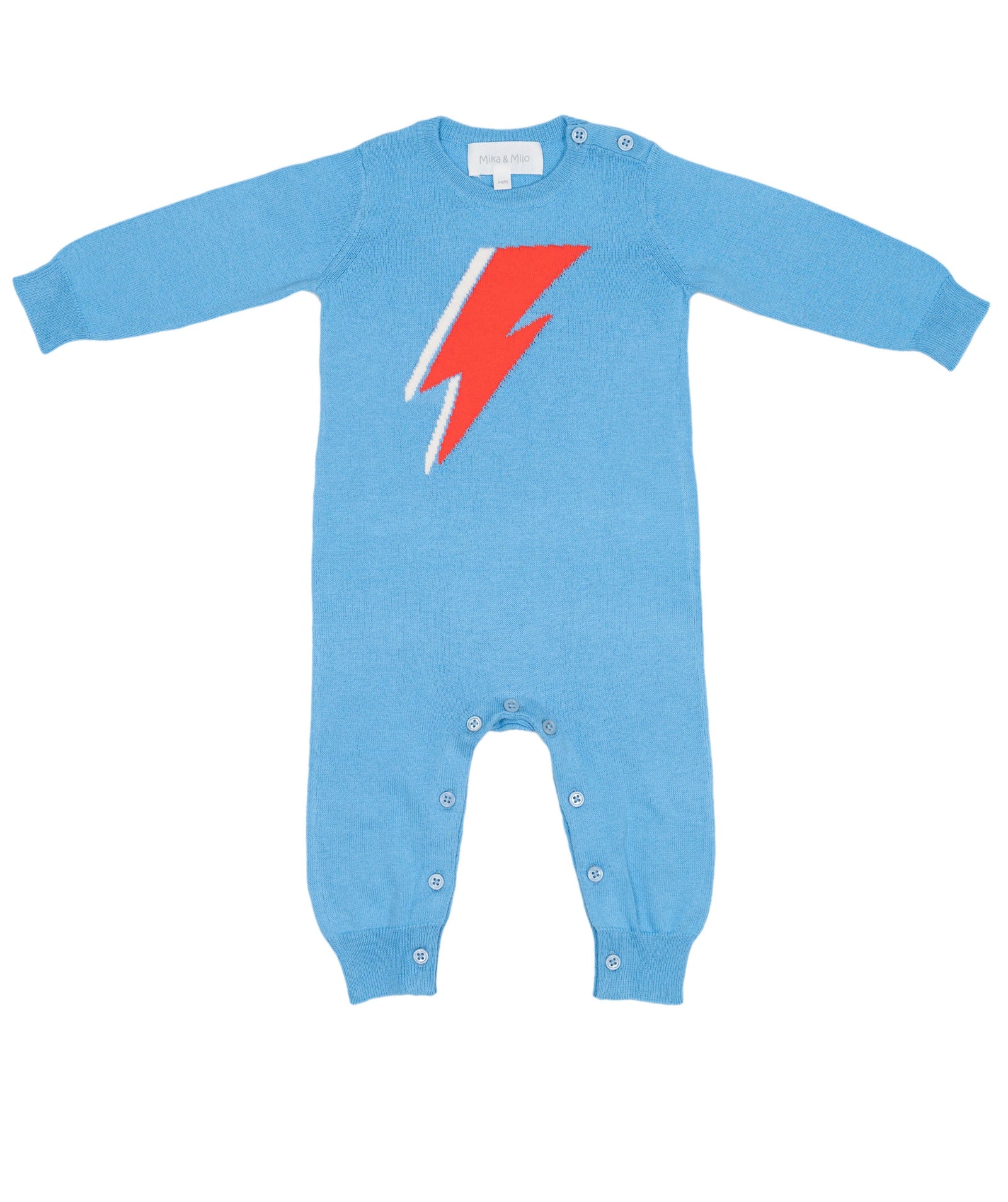 MIKA & MILO Baby Lightning Onesie | Azure - - organic cotton cashmere