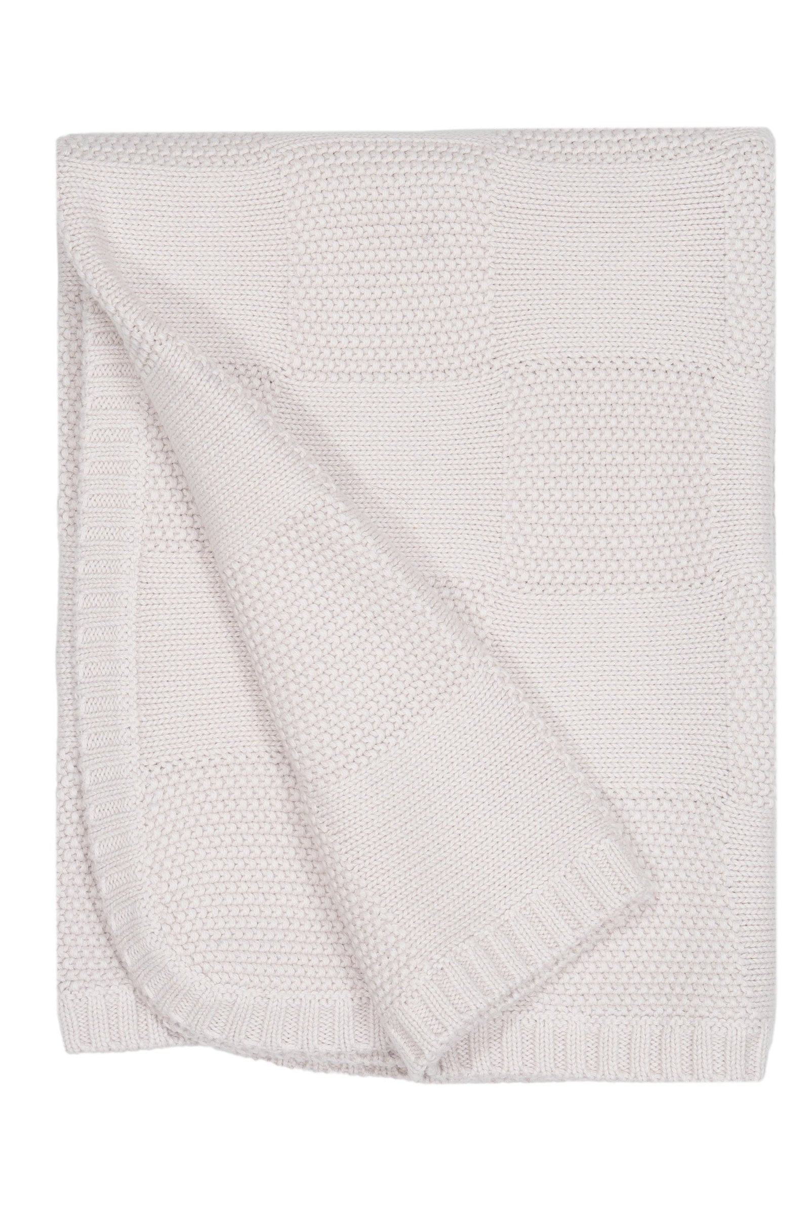 MIKA & MILO Moss Stitch Checked Blanket | Chalk - - organic cotton cashmere