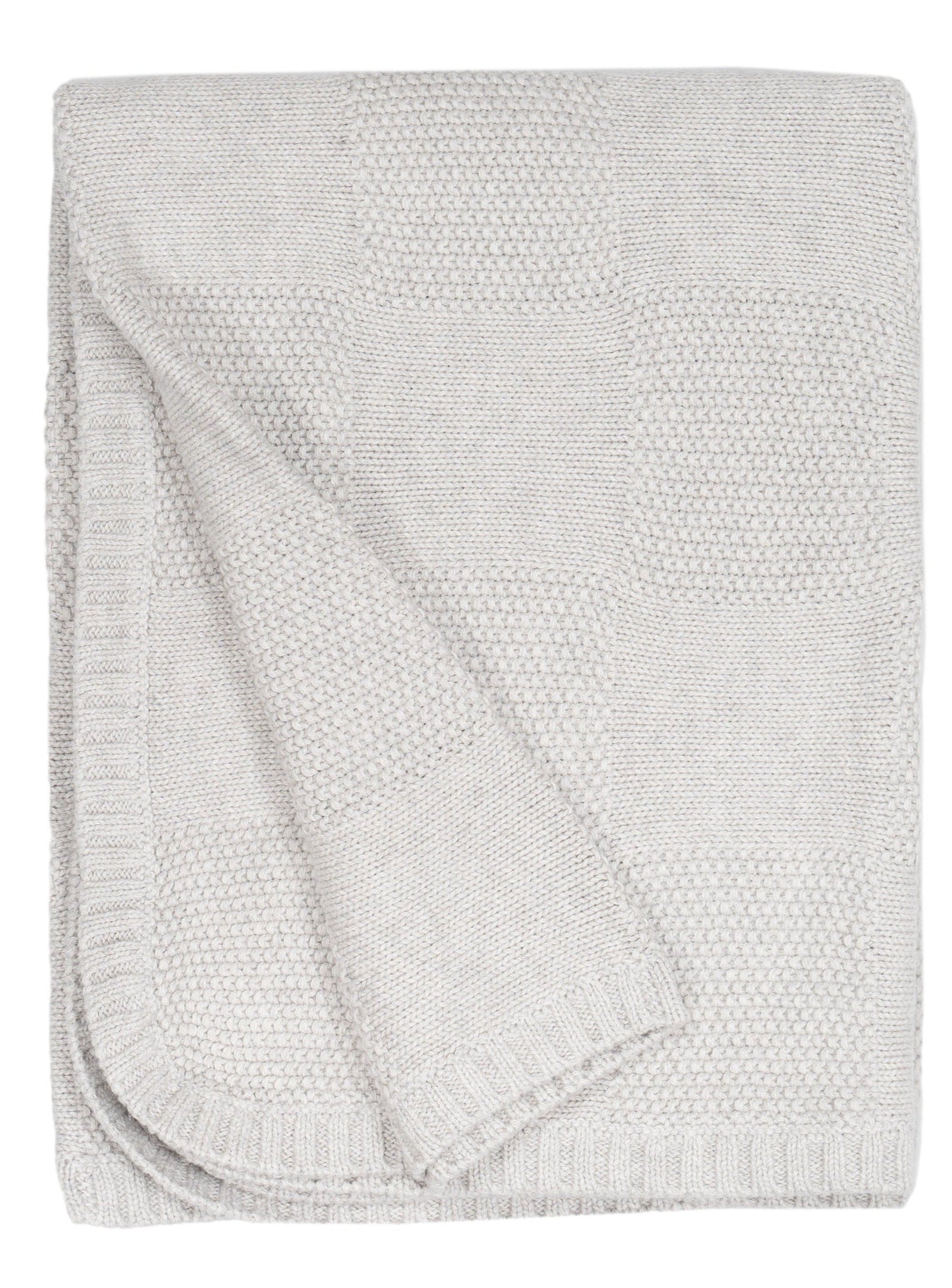MIKA & MILO Moss Stitch Checked Blanket | Grey - - organic cotton cashmere