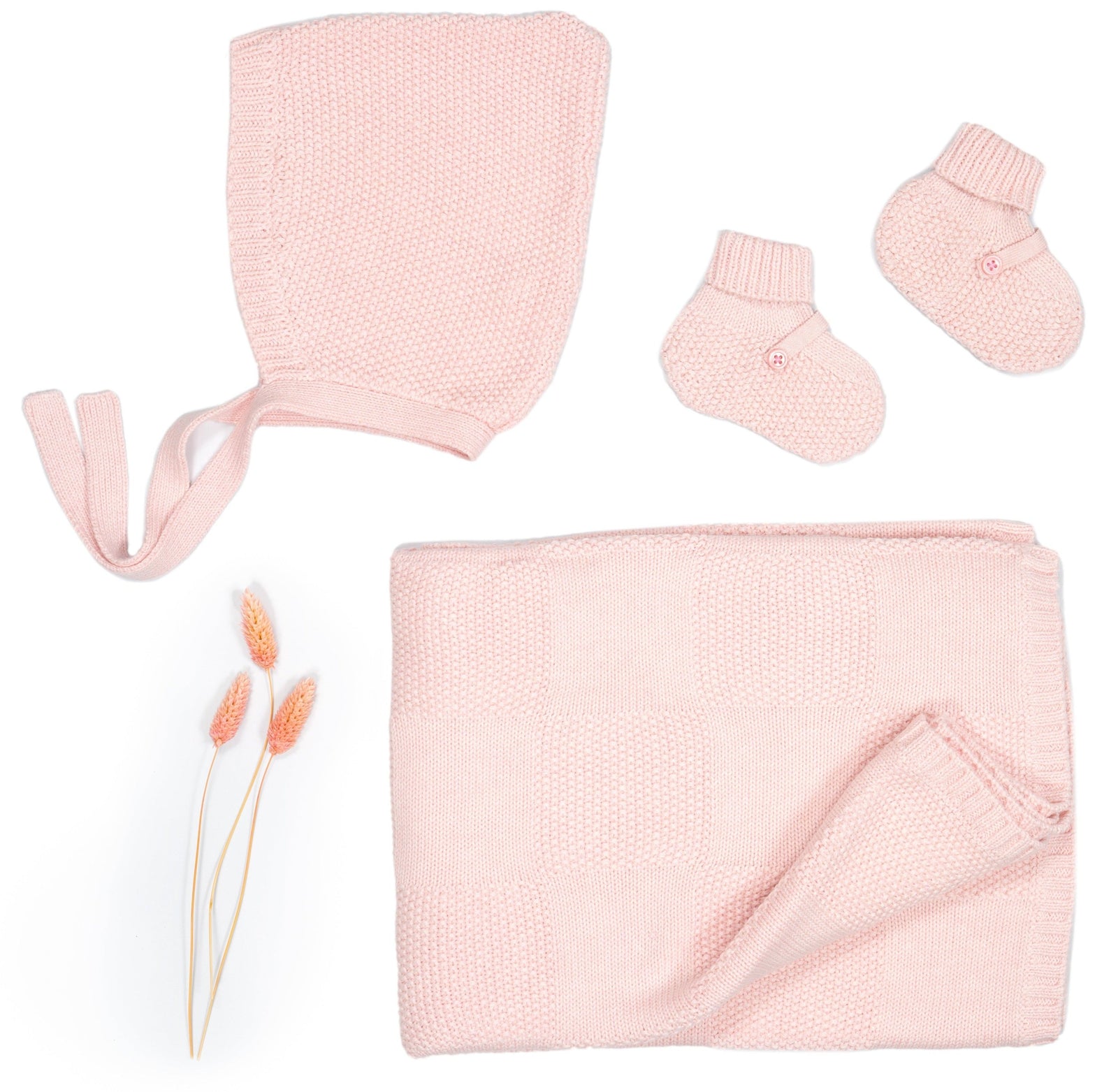 MIKA & MILO Moss Stitch Baby Blanket | Blush - - organic cotton cashmere
