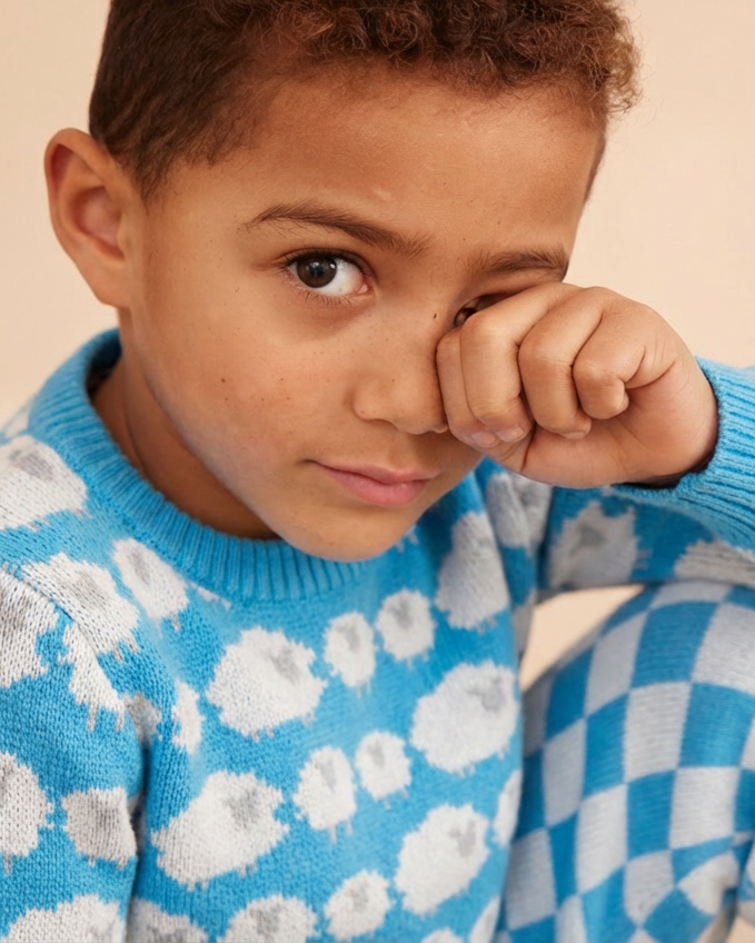 MIKA & MILO Flock of Sheep Jumper | Iceland Blue - - organic cotton cashmere