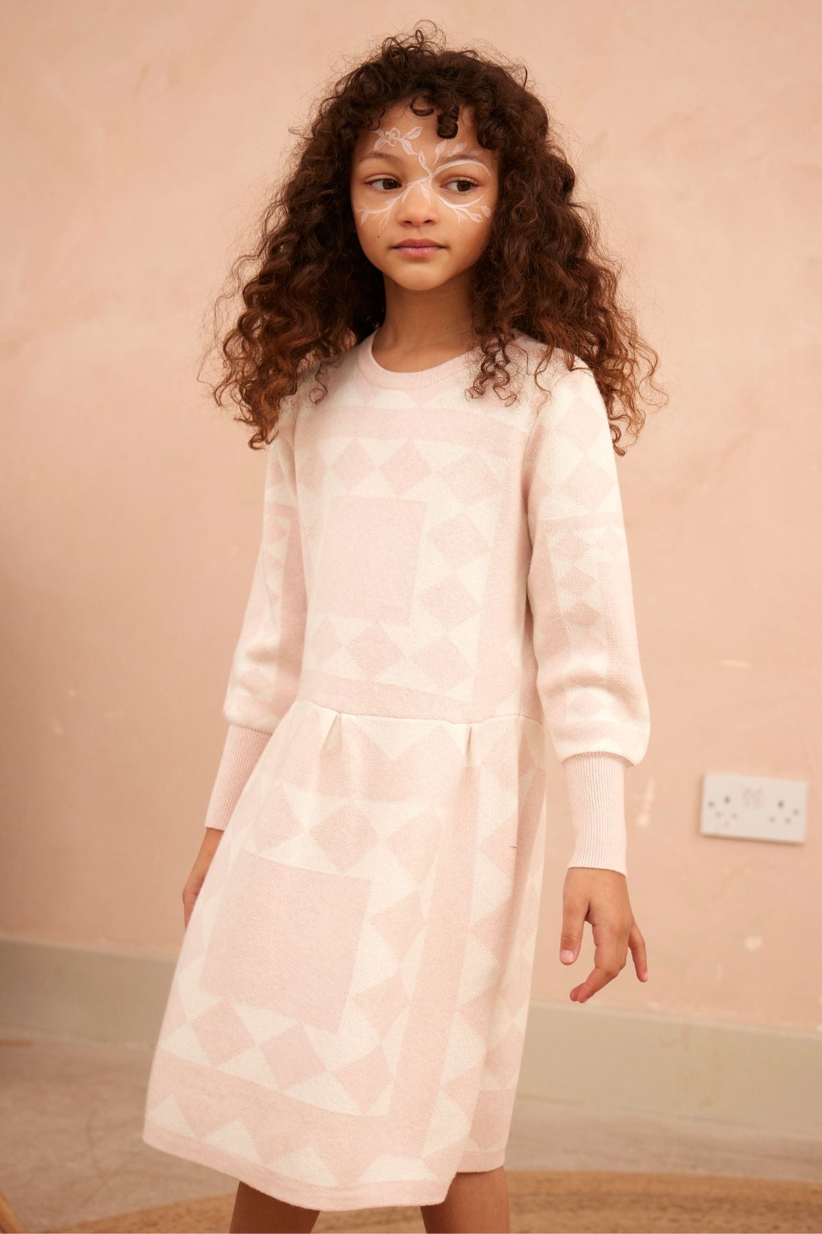 MIKA & MILO Aztec Dress | Blush - - organic cotton cashmere