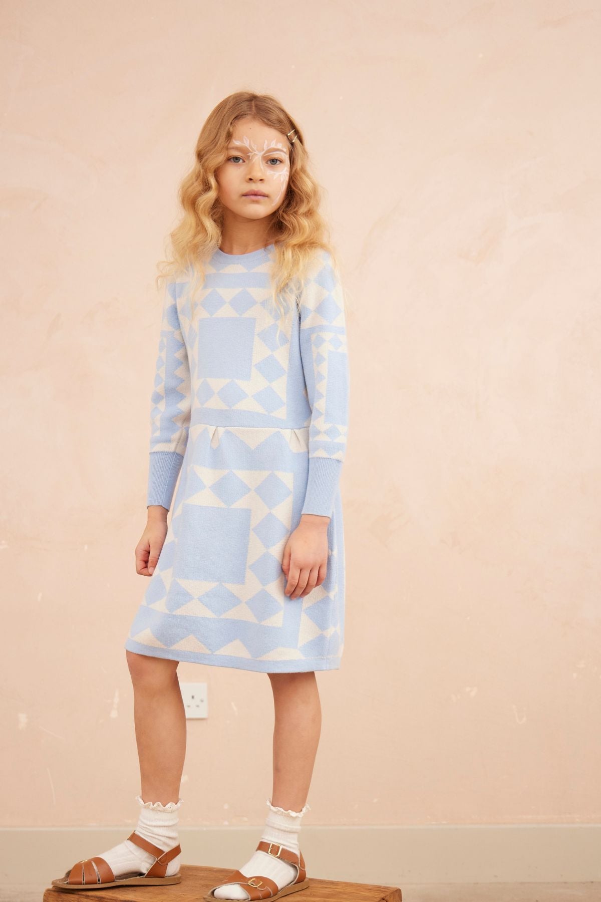 MIKA & MILO Aztec Dress | Sky - - organic cotton cashmere