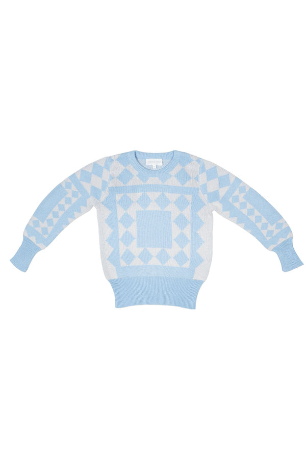 MIKA & MILO Aztec Jumper | Sky - - organic cotton cashmere
