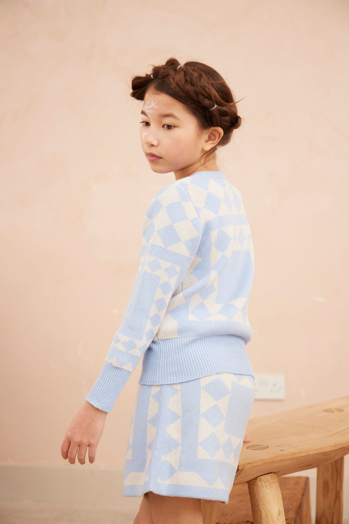 MIKA & MILO Aztec Pencil Skirt | Sky - - organic cotton cashmere