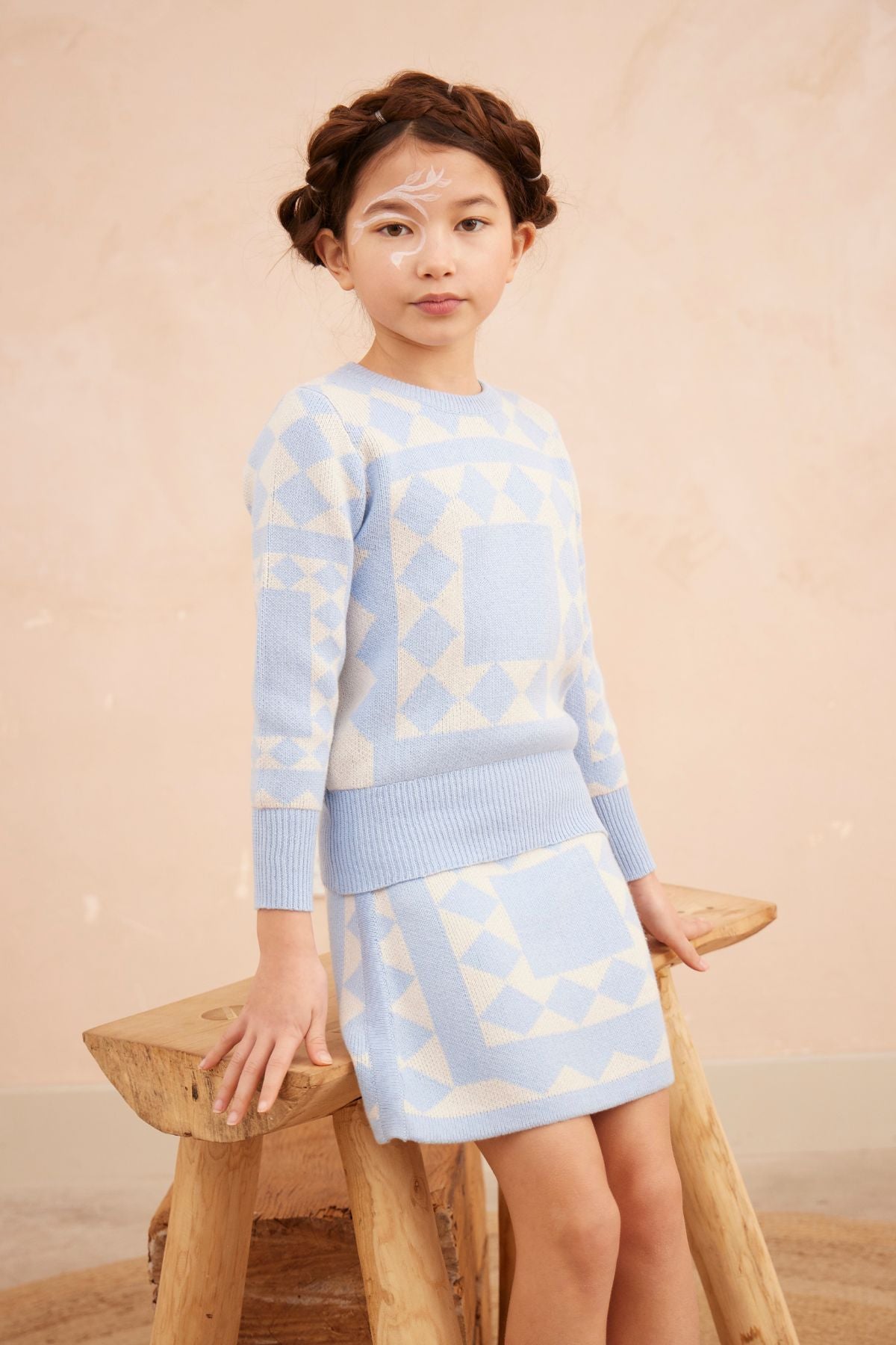 MIKA & MILO Aztec Pencil Skirt | Sky - - organic cotton cashmere