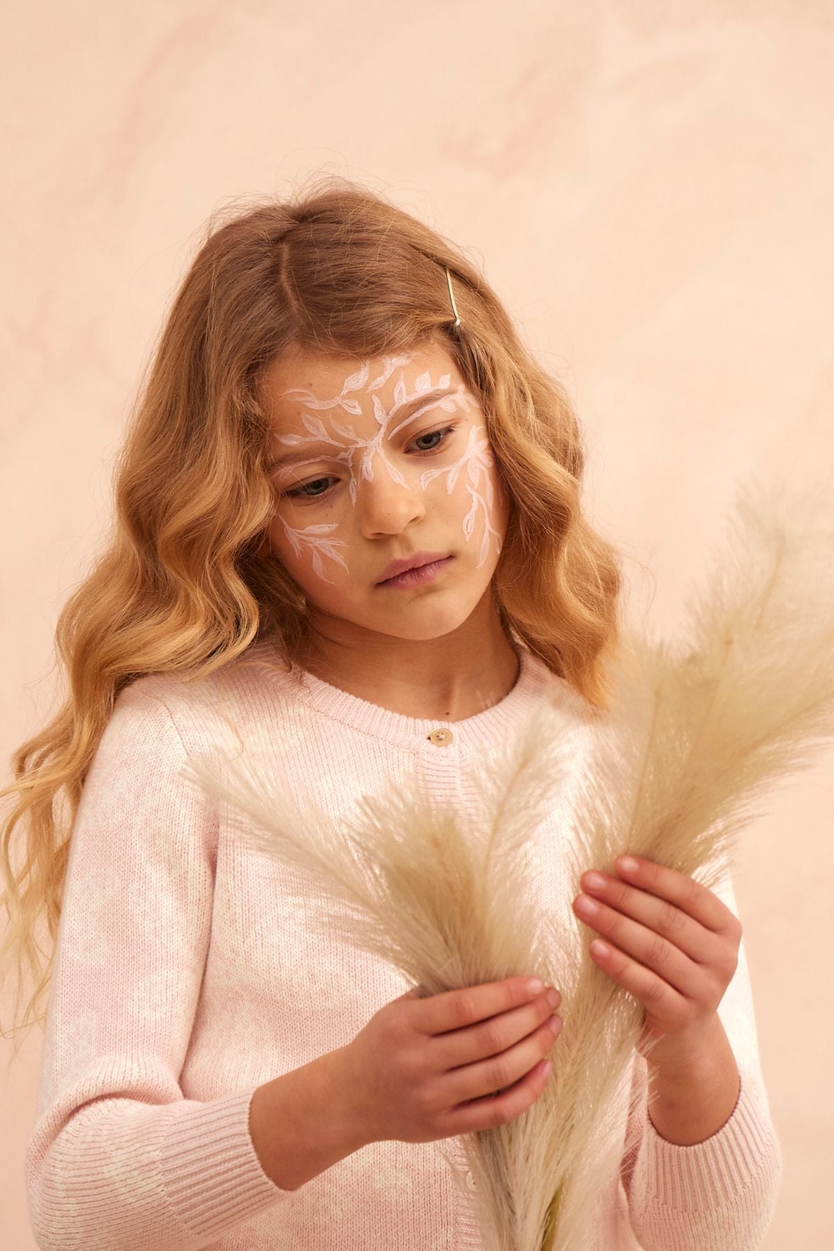 MIKA & MILO Chestnut Leaves Cardigan | Blush - - organic cotton cashmere