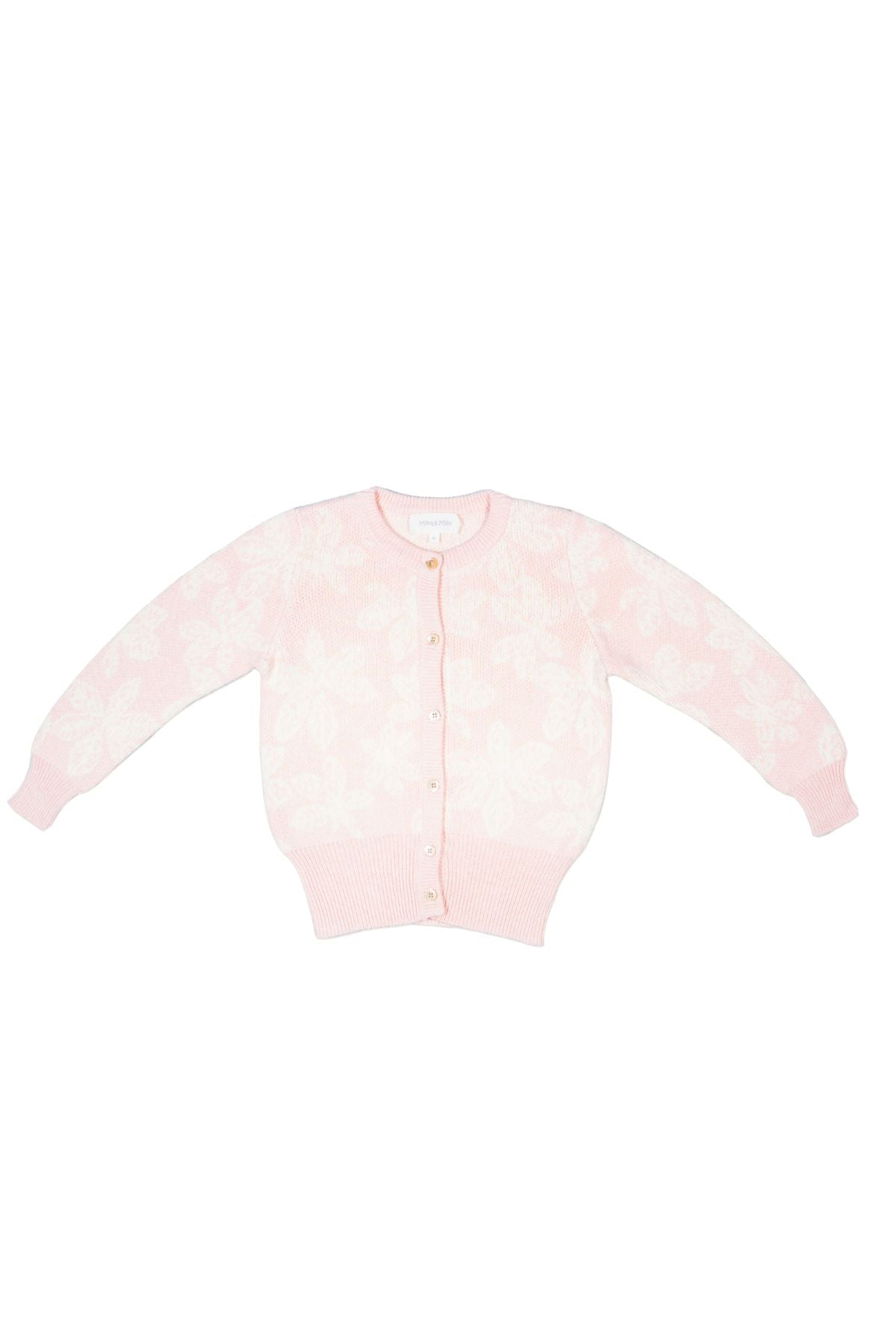 MIKA & MILO Chestnut Leaves Cardigan | Blush - - organic cotton cashmere