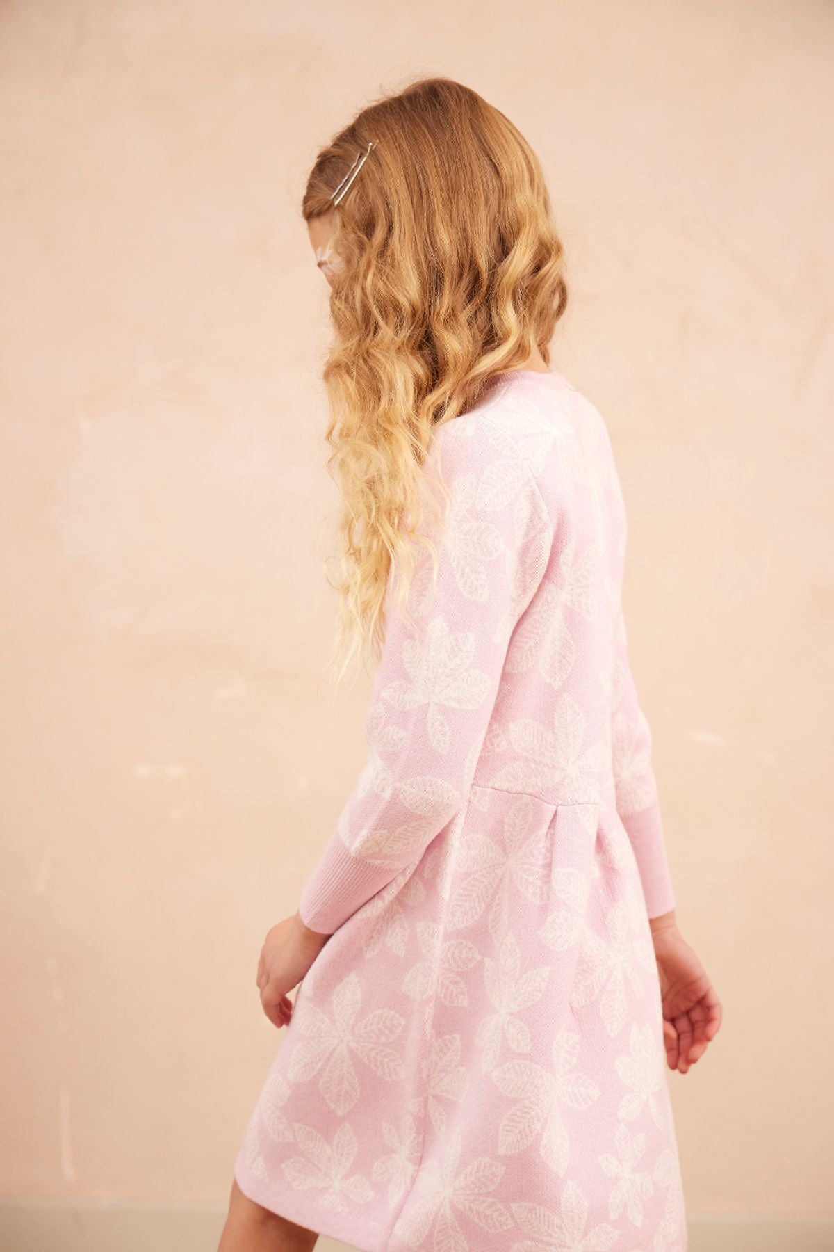 MIKA & MILO Chestnut Leaves Dress | Bubble Gum - - organic cotton cashmere