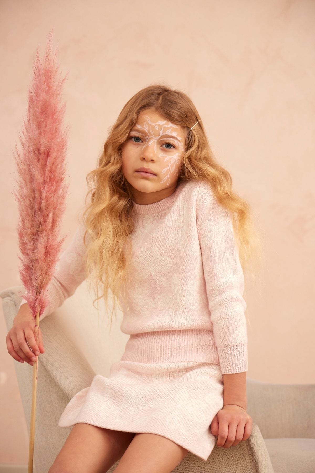 MIKA & MILO Chestnut Leaves Jumper | Blush - - organic cotton cashmere