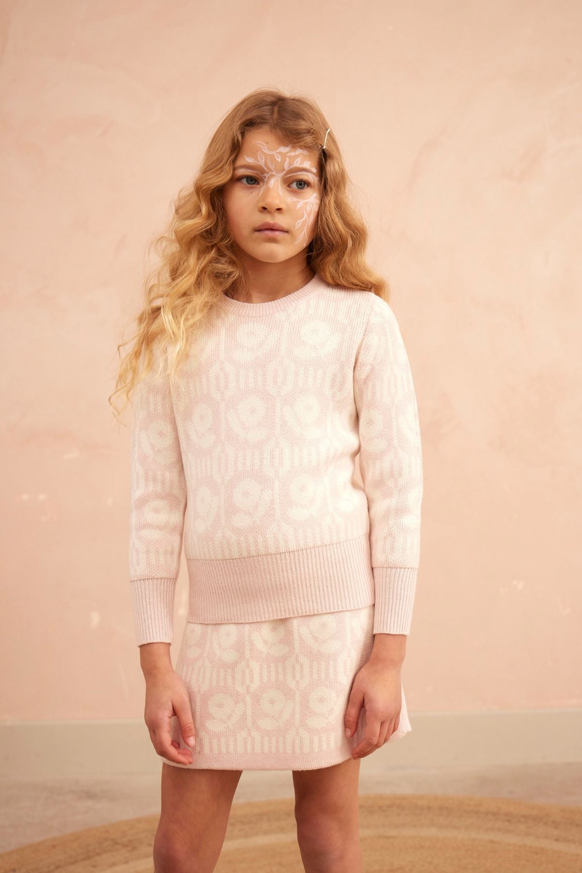MIKA & MILO Flower Power Pencil Skirt | Blush - - organic cotton cashmere