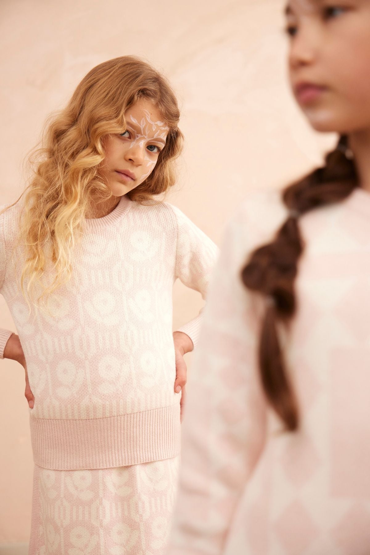 MIKA & MILO Flower Power Pencil Skirt | Blush - - organic cotton cashmere