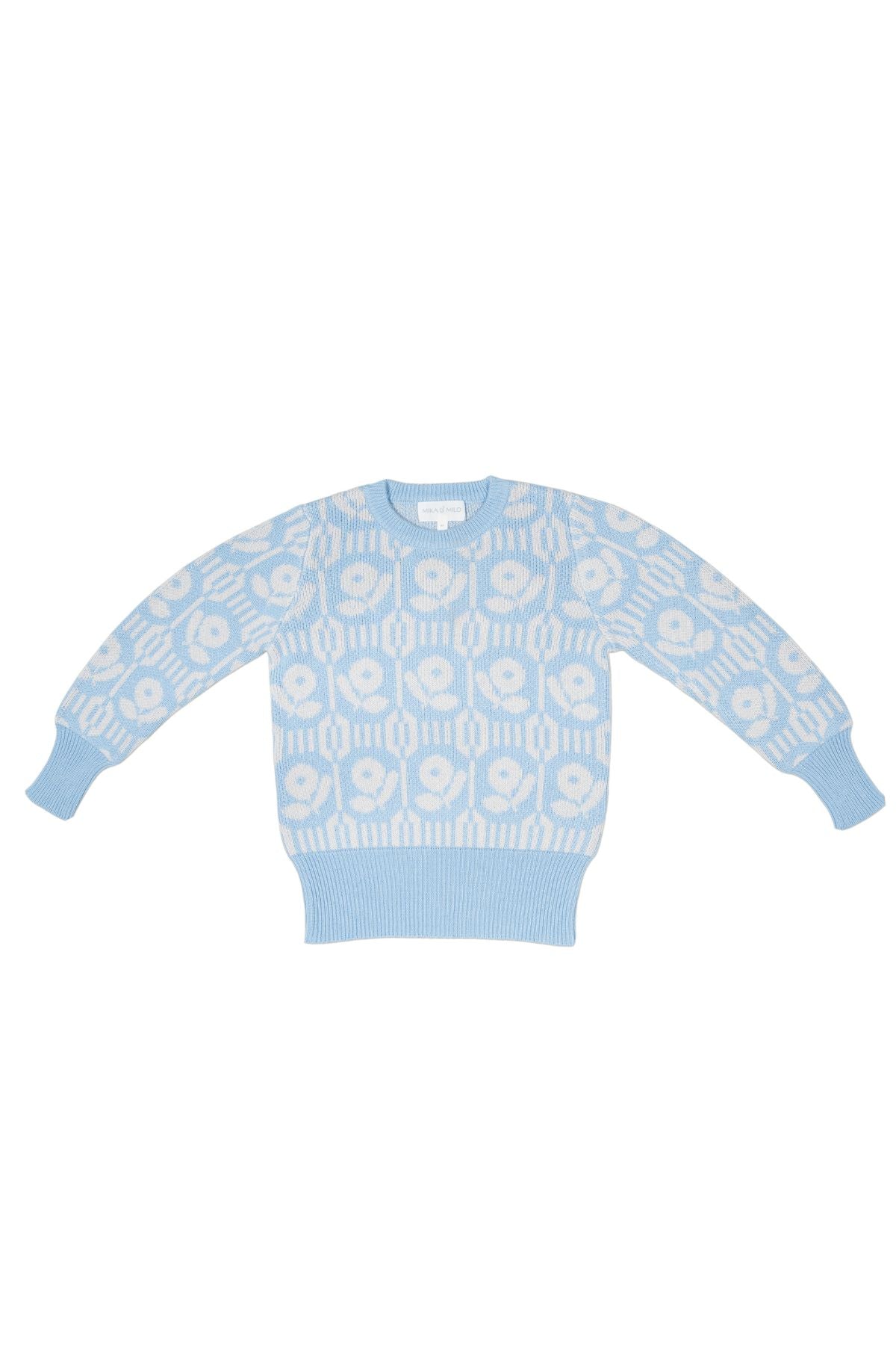 MIKA & MILO Flower Power Jumper | Sky - - organic cotton cashmere