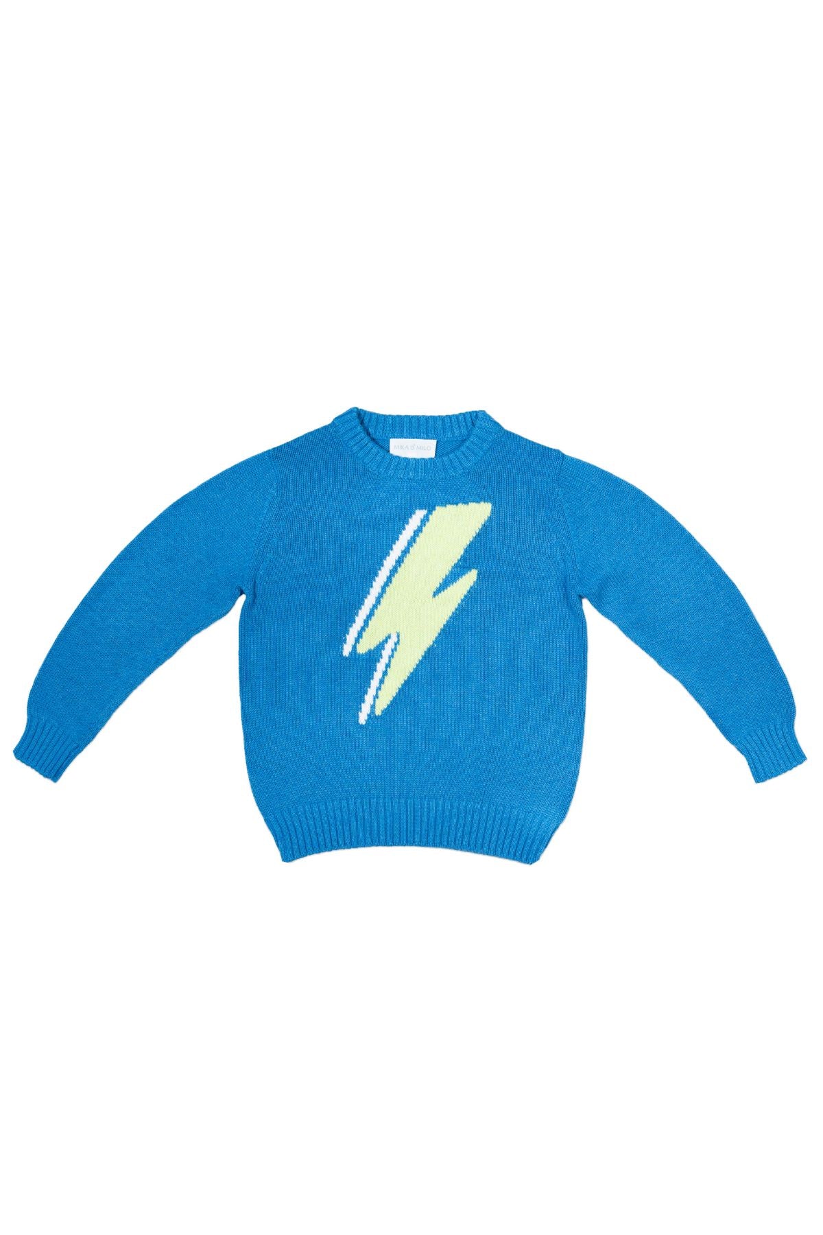 MIKA & MILO Lightning Bolt Jumper | Hussar Blue - - organic cotton cashmere