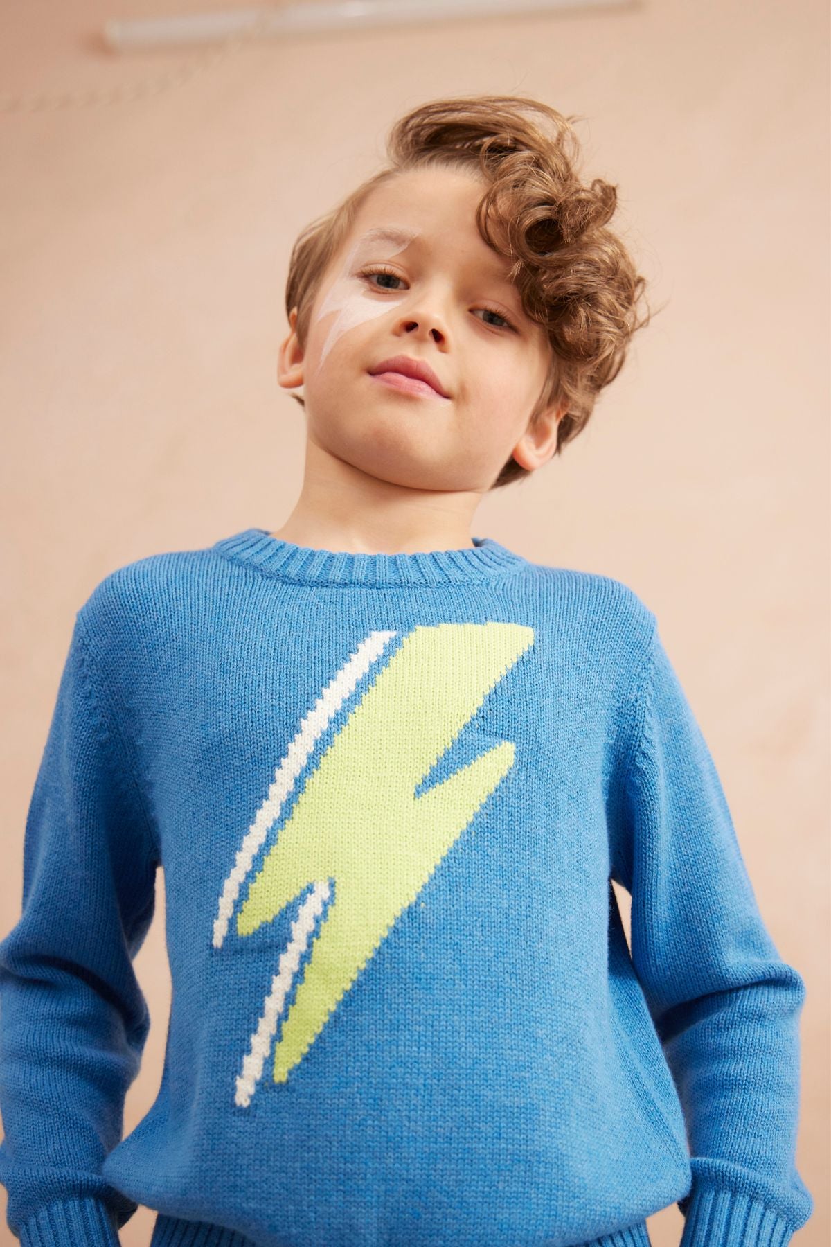 MIKA & MILO Lightning Bolt Jumper | Hussar Blue - - organic cotton cashmere