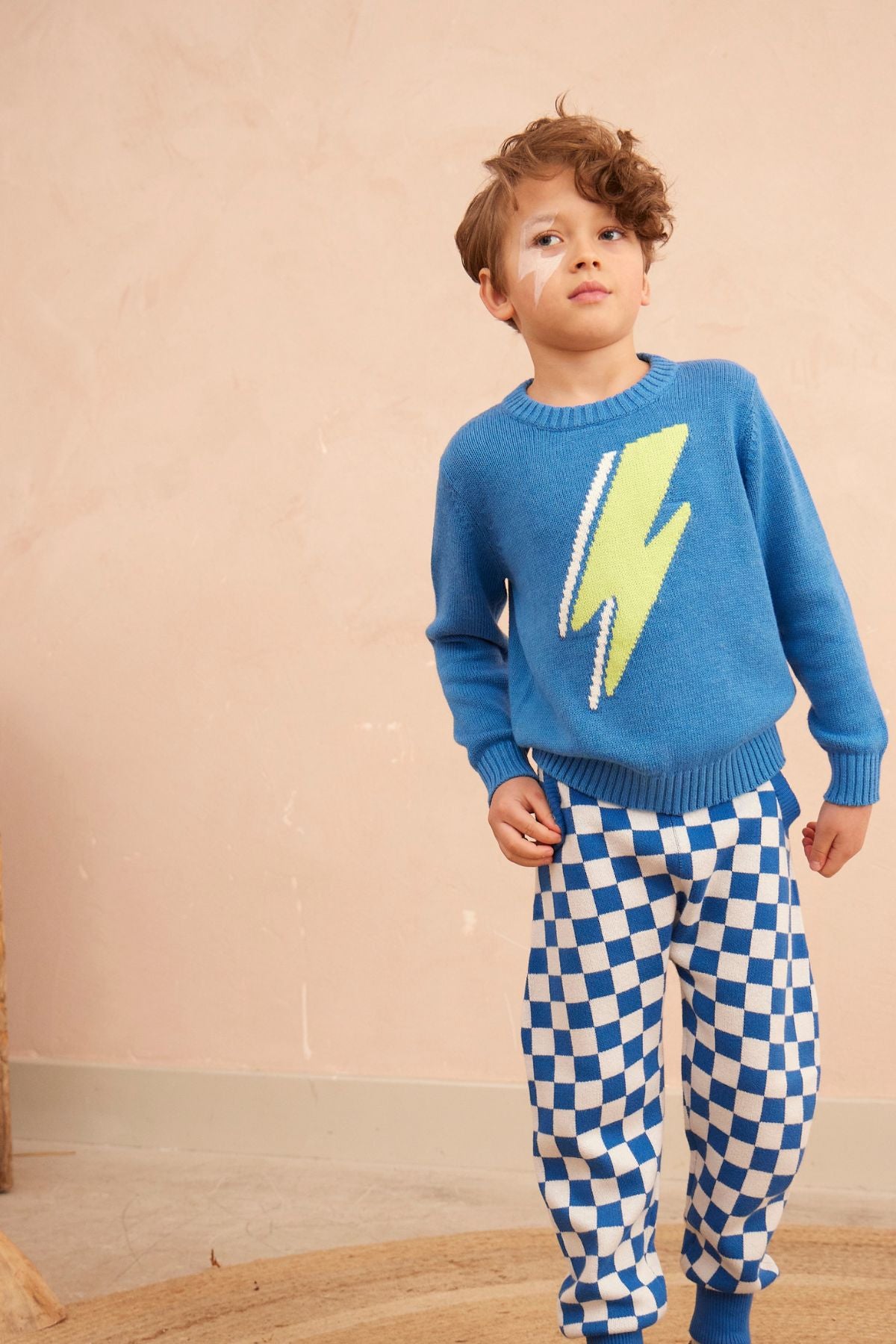 MIKA & MILO Lightning Bolt Jumper | Hussar Blue - - organic cotton cashmere