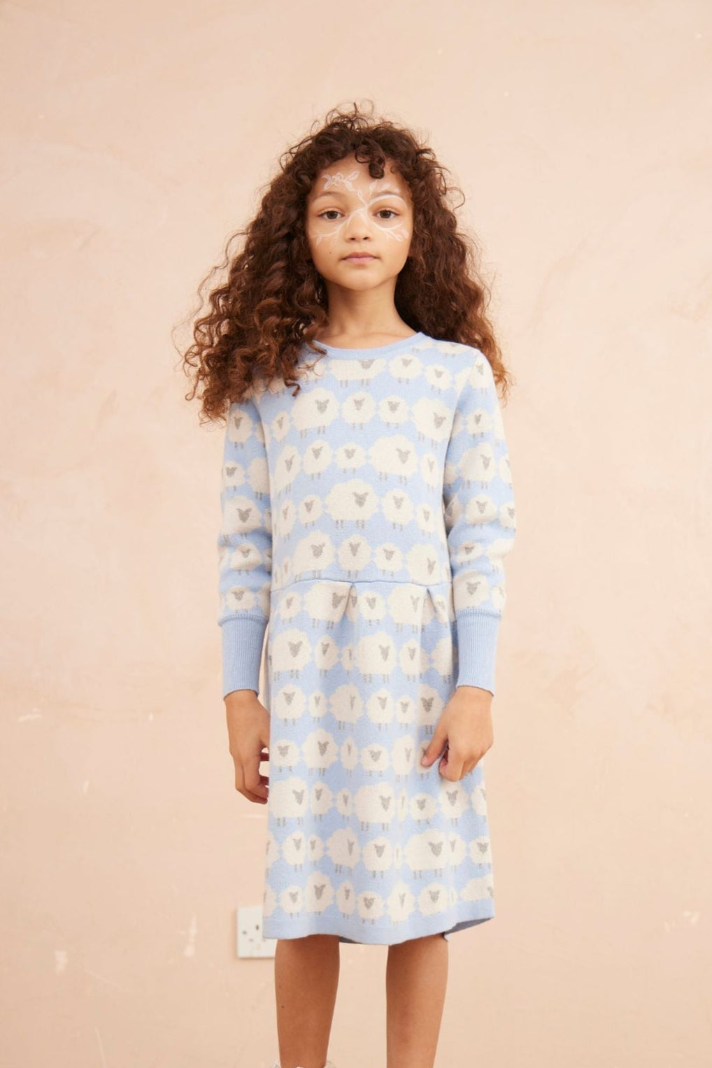 MIKA & MILO Little Bo Peep Dress | Sky - - organic cotton cashmere