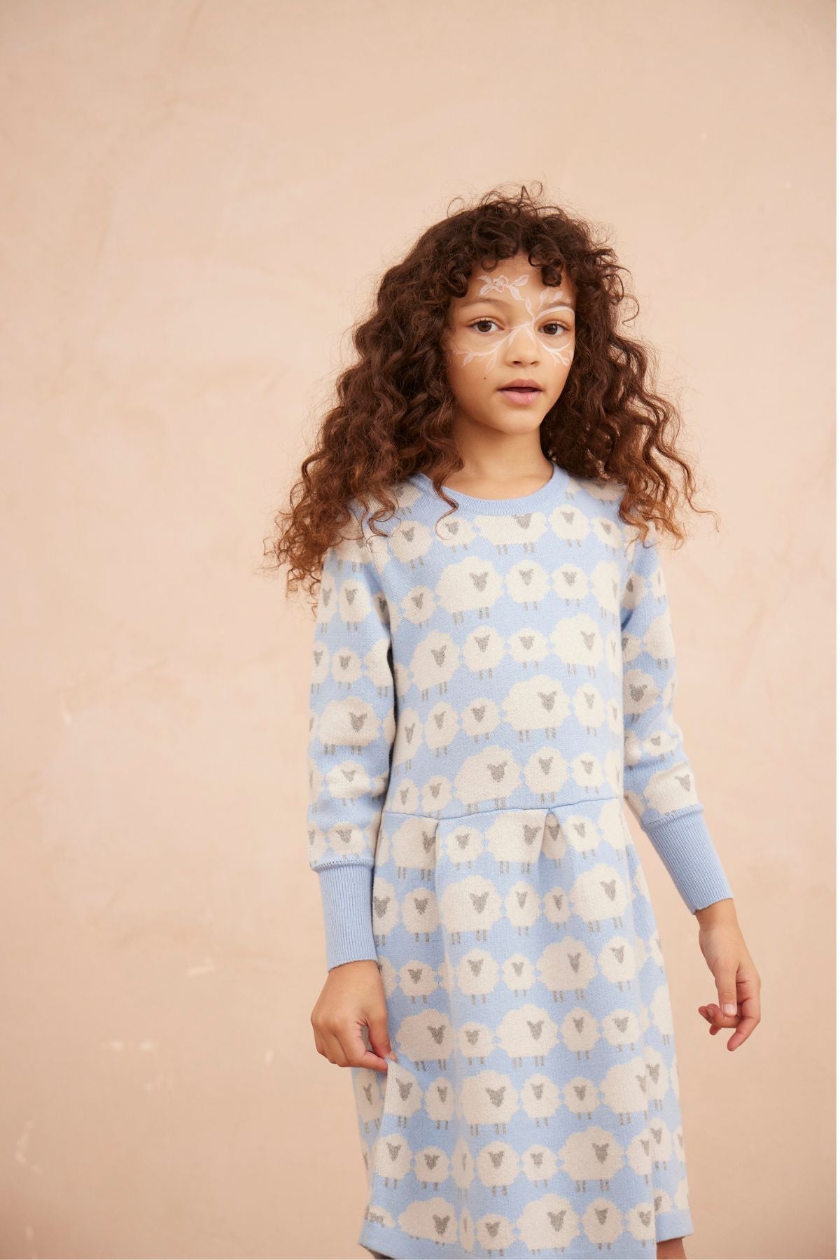 MIKA & MILO Little Bo Peep Dress | Sky - - organic cotton cashmere