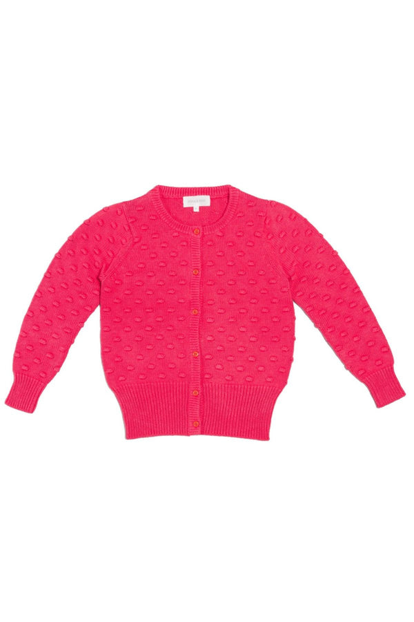 MIKA & MILO Popcorn Knit Cardigan | Raspberry - - organic cotton cashmere