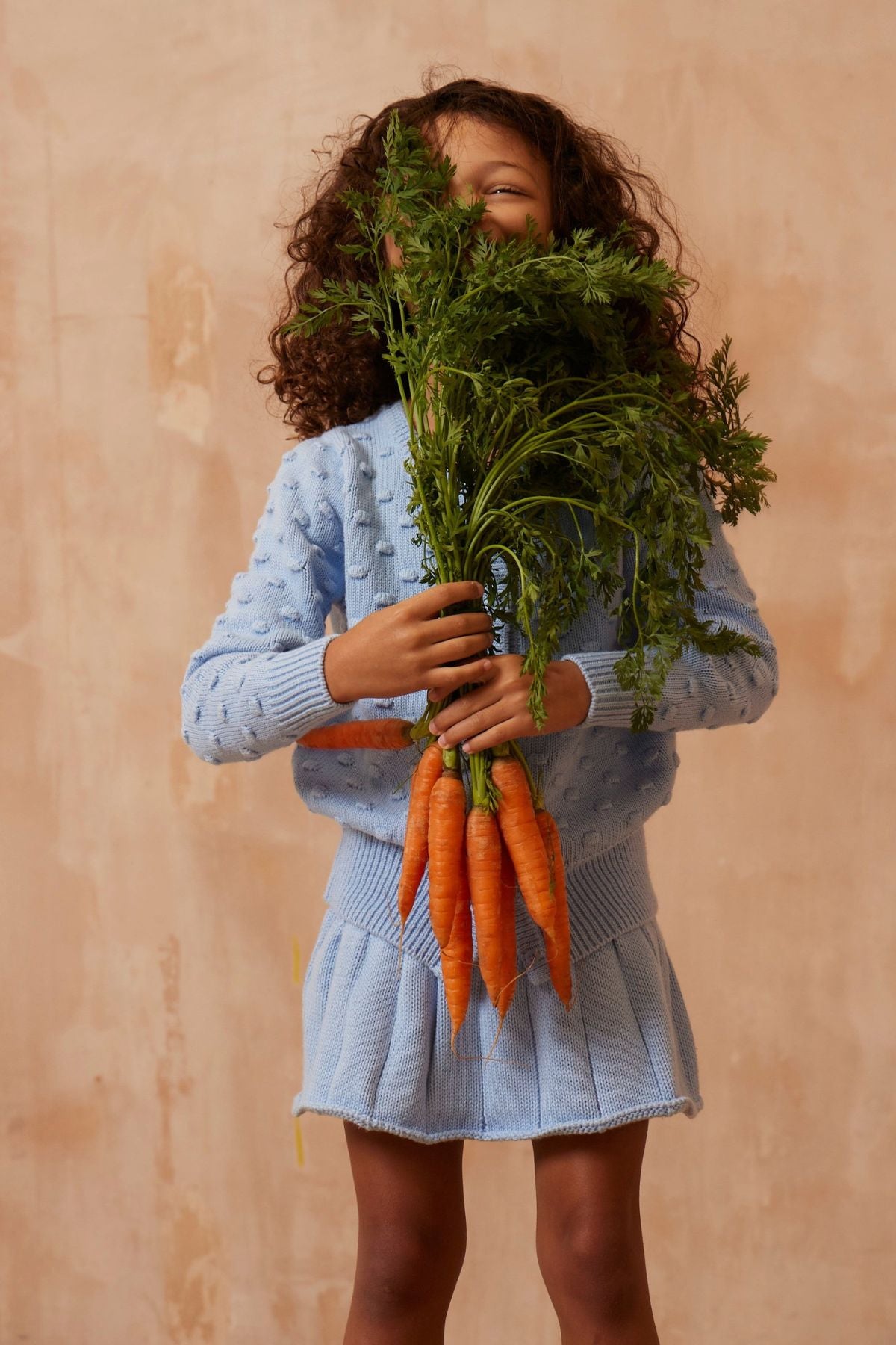 MIKA & MILO Popcorn Knit Cardigan | Sky - - organic cotton cashmere