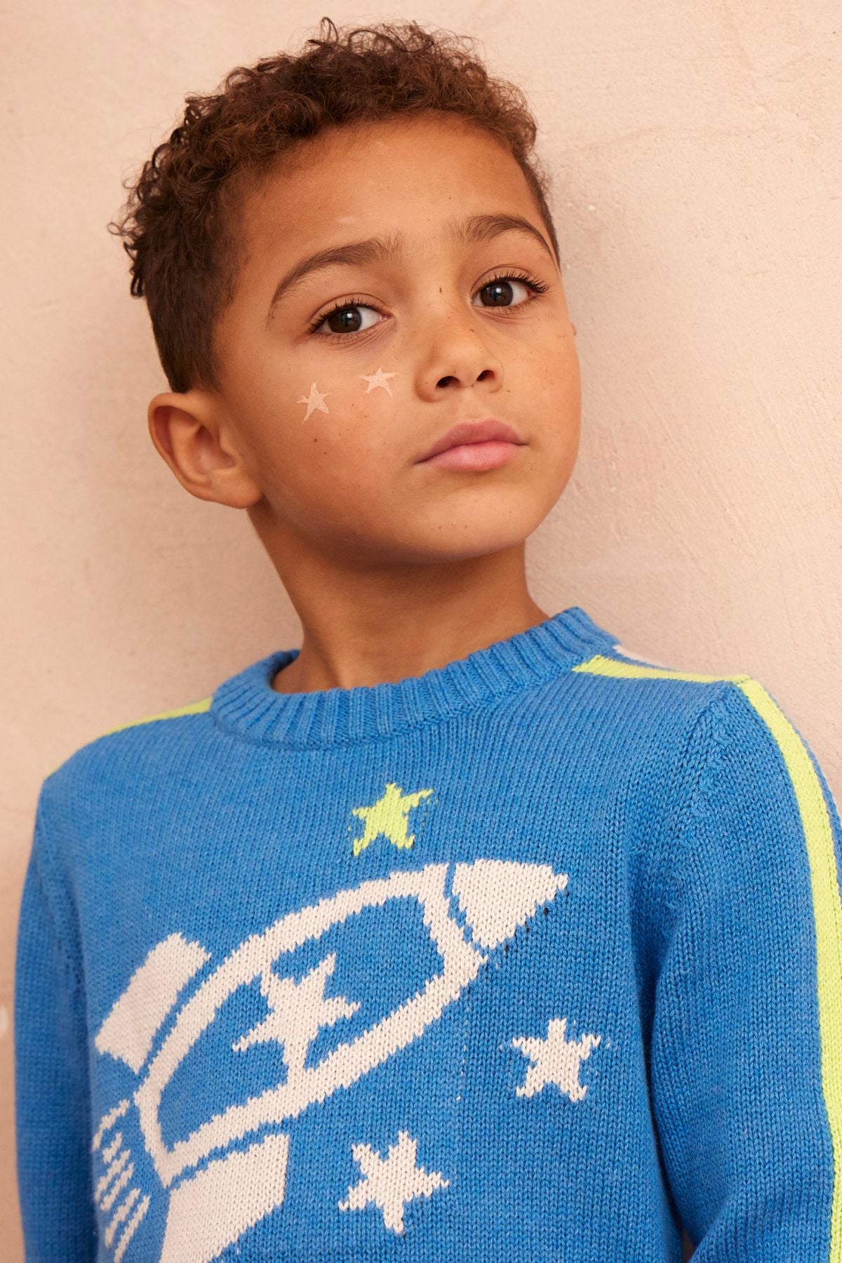 MIKA & MILO Striped Rocket Jumper | Hussar Blue - - organic cotton cashmere
