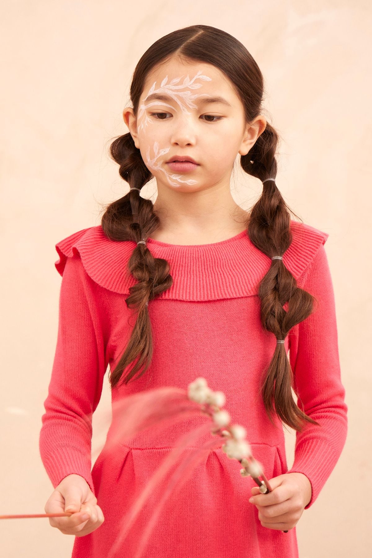 MIKA & MILO Ruffled V Dress | Raspberry - - organic cotton cashmere