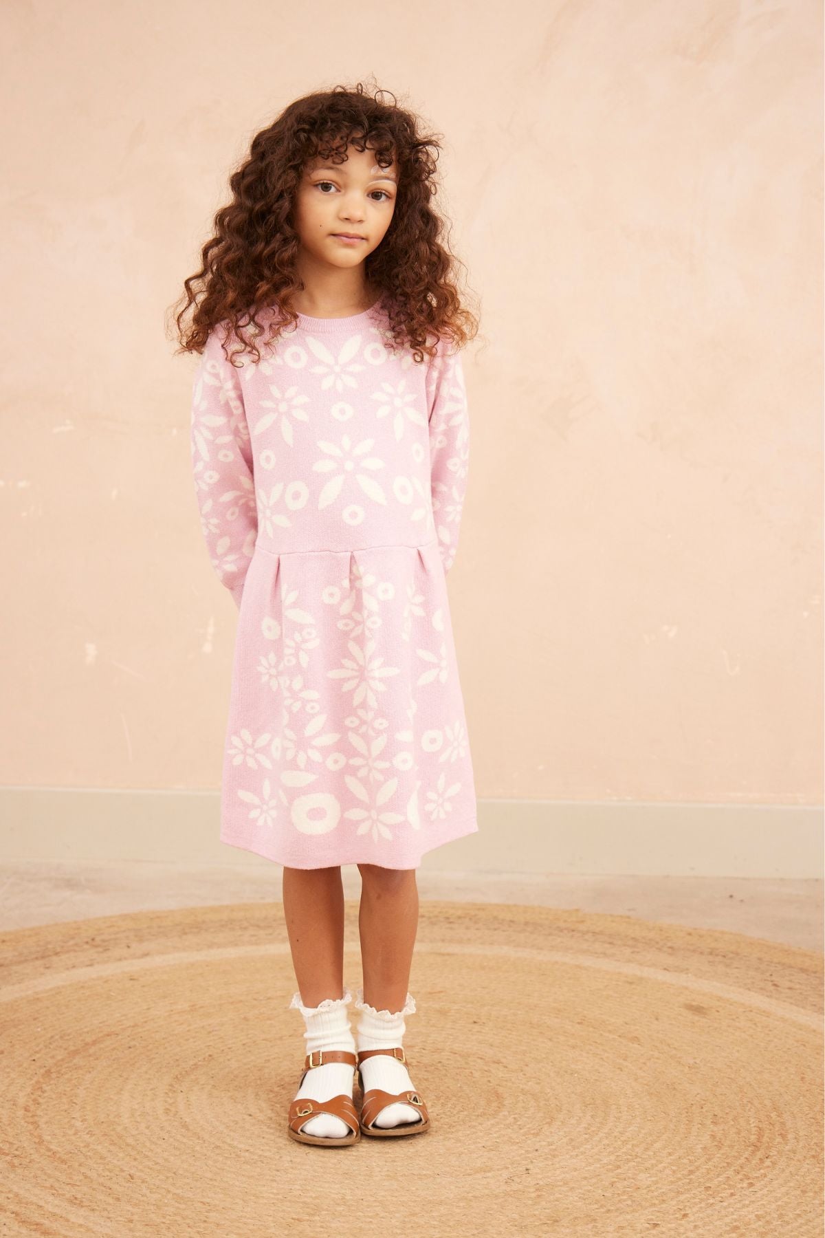 MIKA & MILO Snowflake Blossom Dress | Bubble Gum - - organic cotton cashmere