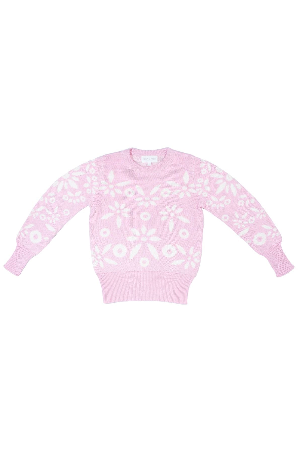MIKA & MILO Snowflake Blossom Jumper | Bubble Gum - - organic cotton cashmere