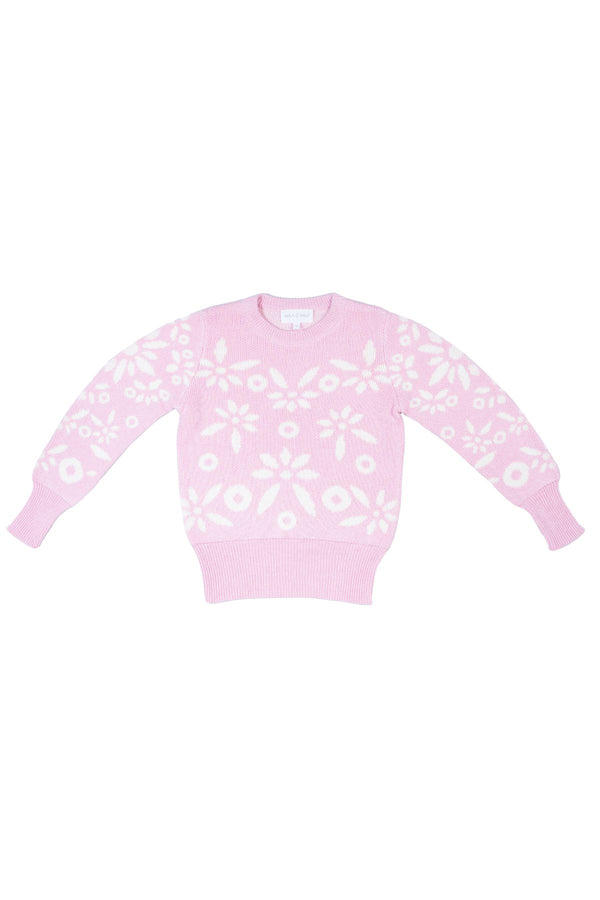 MIKA & MILO Snowflake Blossom Jumper | Bubble Gum - - organic cotton cashmere