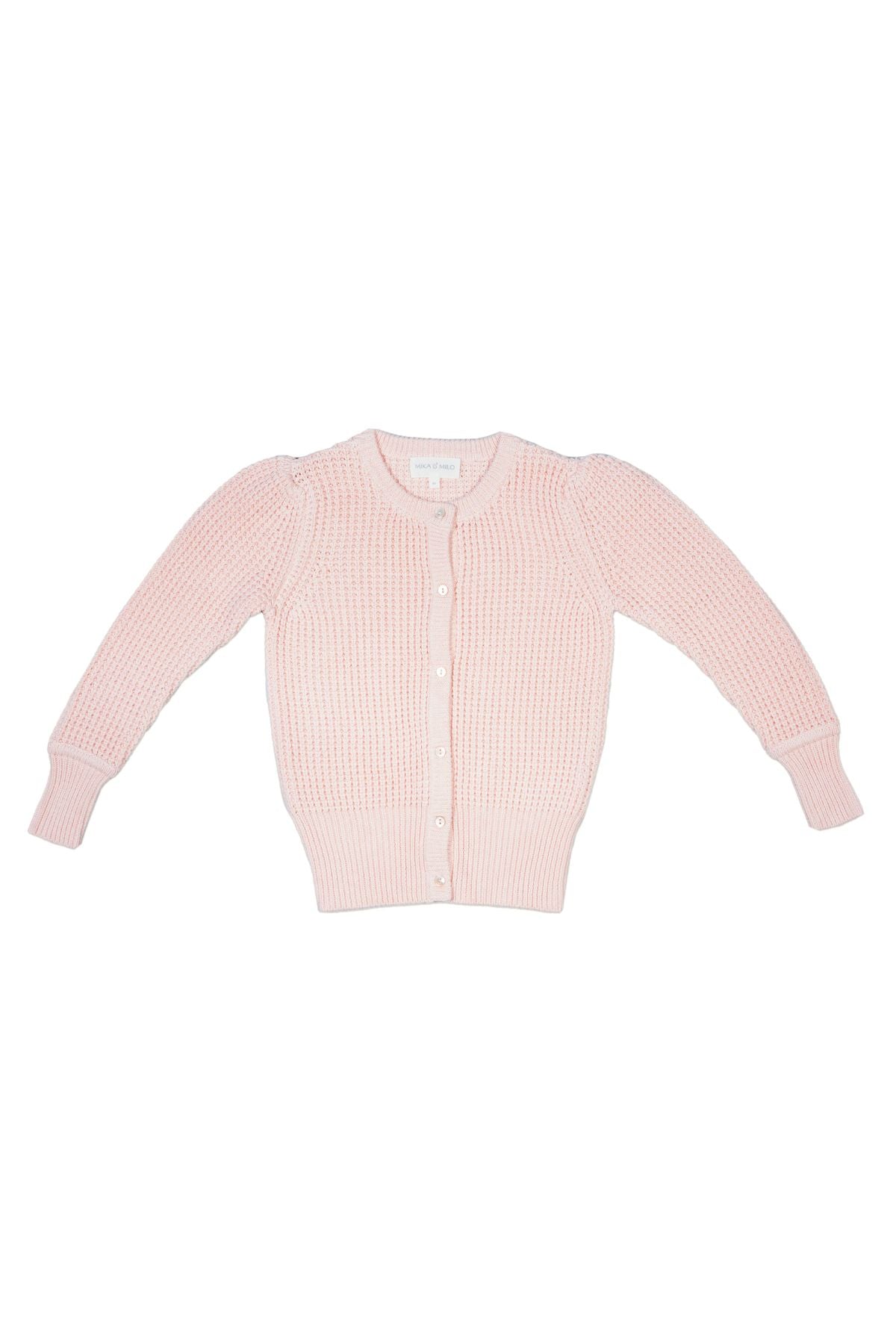 MIKA & MILO Waffle Knit Cardigan | Blush - - organic cotton cashmere