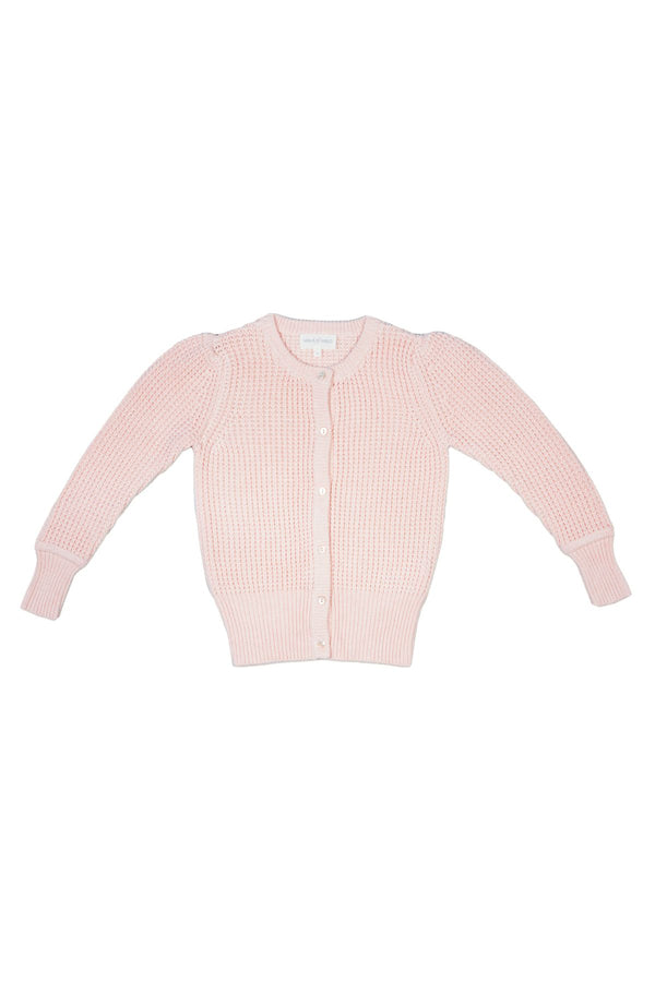MIKA & MILO Waffle Knit Cardigan | Blush - - organic cotton cashmere