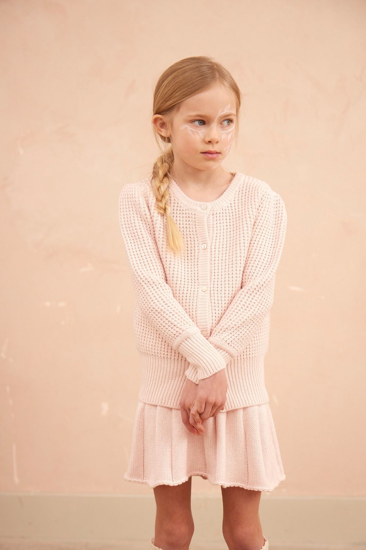 Waffle Knit Cardigan | Blush