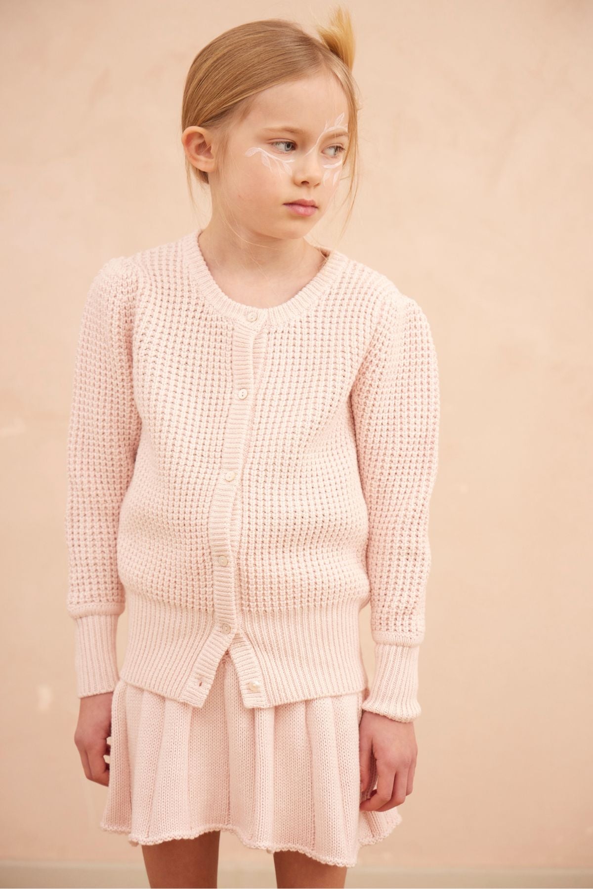 Waffle Knit Cardigan | Blush
