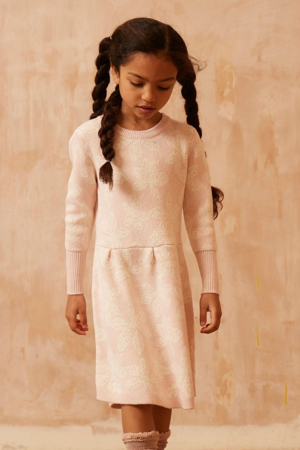 MIKA & MILO Chestnut Leaves Dress | Blush - - organic cotton cashmere