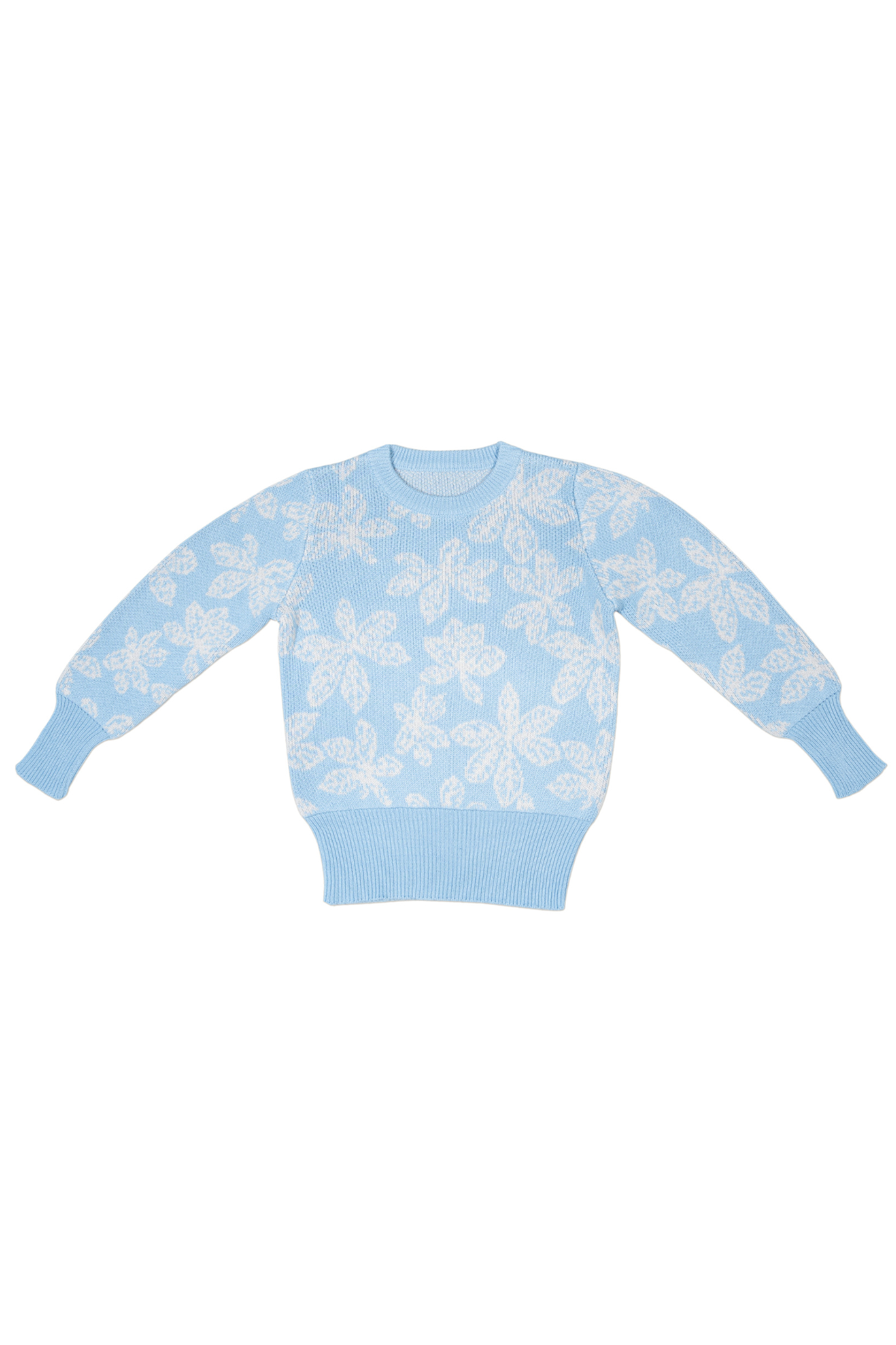 MIKA & MILO Chestnut Leaves Jumper | Sky - - organic cotton cashmere