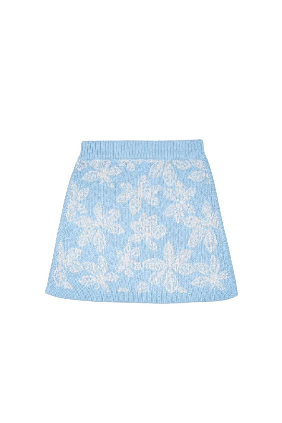 MIKA & MILO Chestnut Leaves Pencil Skirt | Sky - - organic cotton cashmere