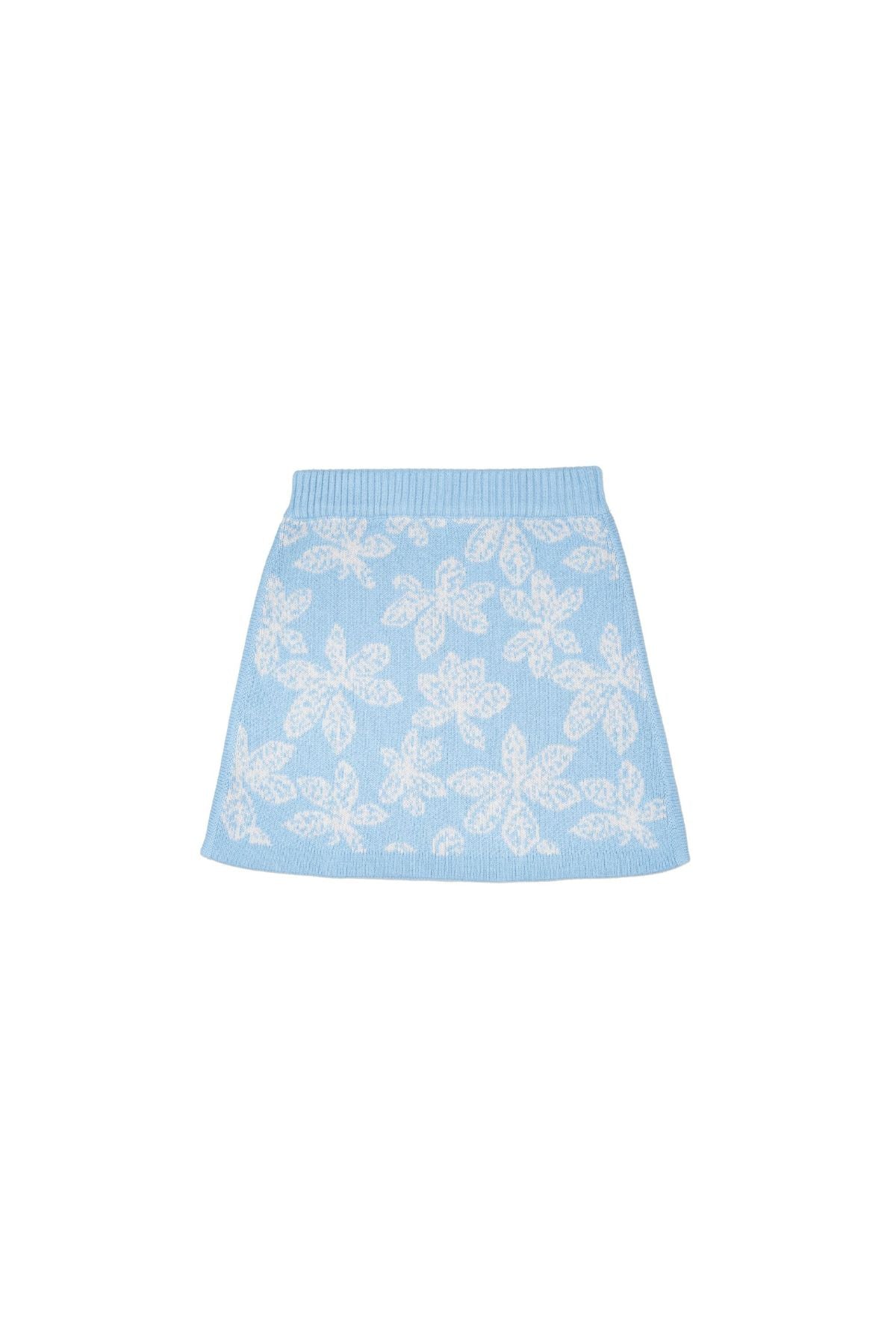 Chestnut Leaves Pencil Skirt | Sky