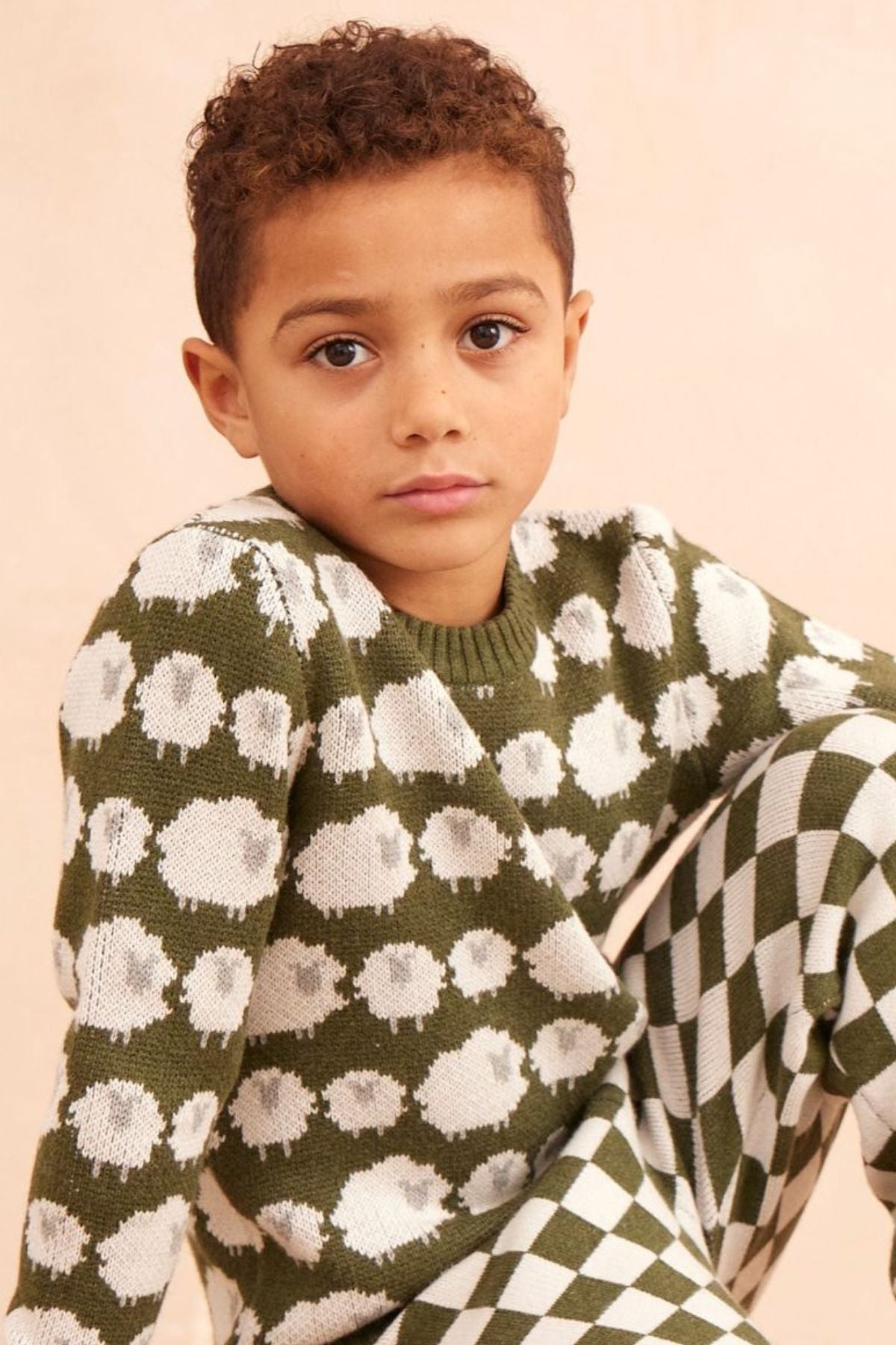 MIKA & MILO Flock of Sheep Jumper | Avocado - - organic cotton cashmere