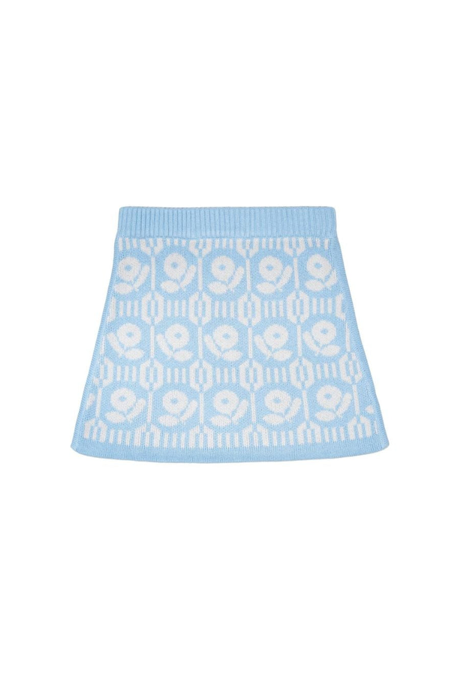 MIKA & MILO Flower Power Pencil Skirt | Sky - - organic cotton cashmere