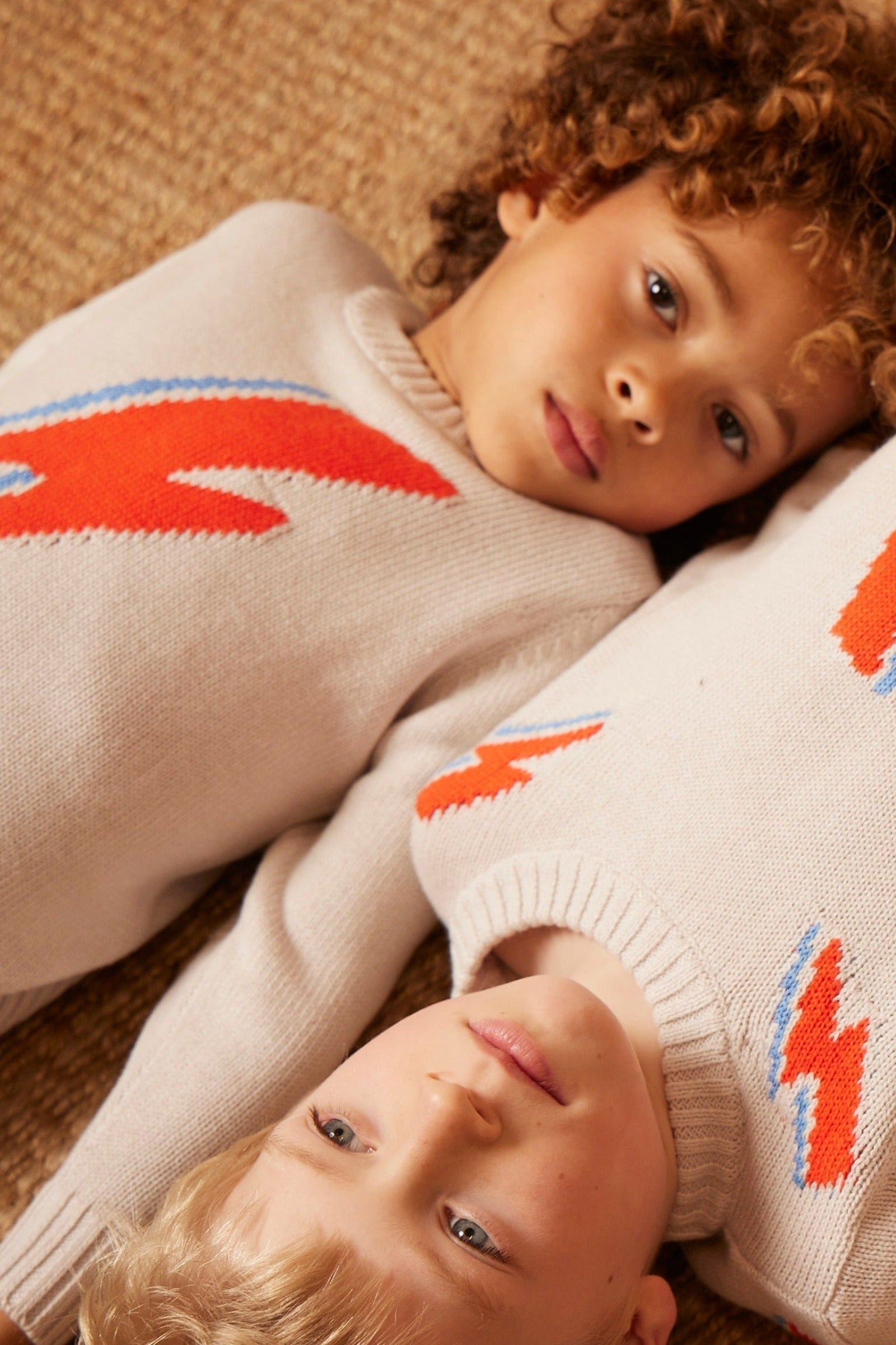 MIKA & MILO Lightning Bolt Jumper | Chalk - - organic cotton cashmere