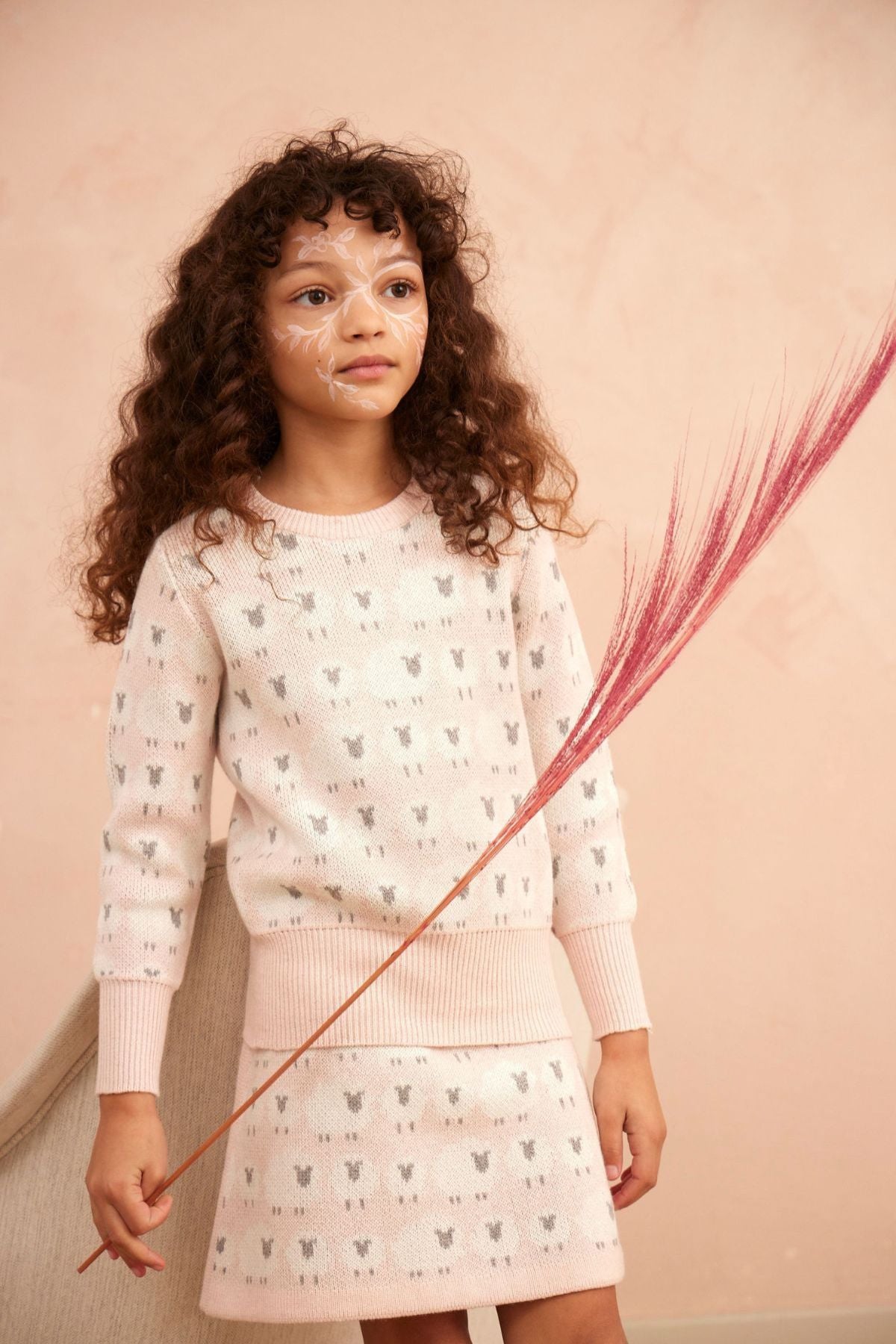 Blush Little Bo Peep coordinated knit set from MIKA & MILO, soft organic cotton and cashmere