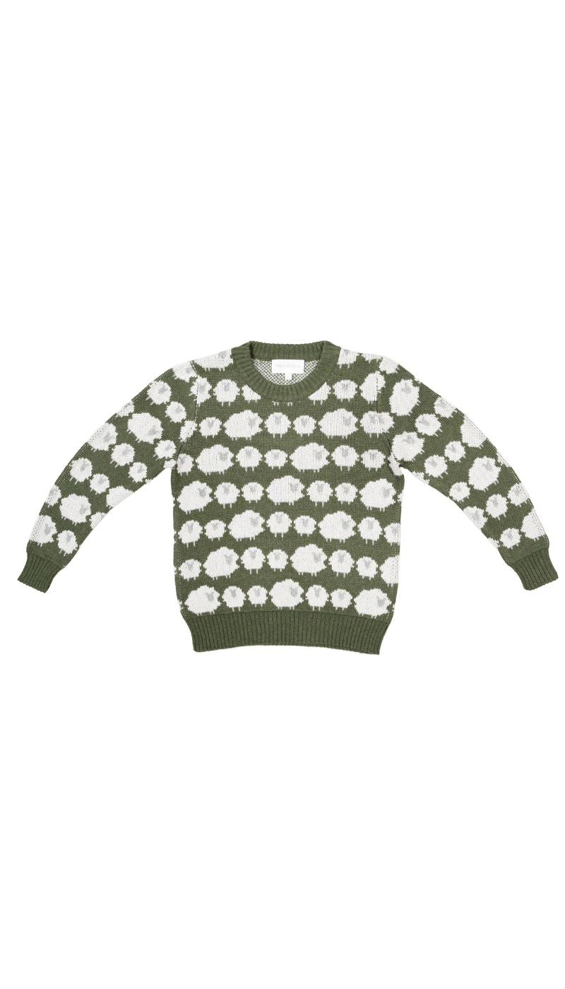 MIKA & MILO Flock of Sheep Jumper | Avocado - - organic cotton cashmere