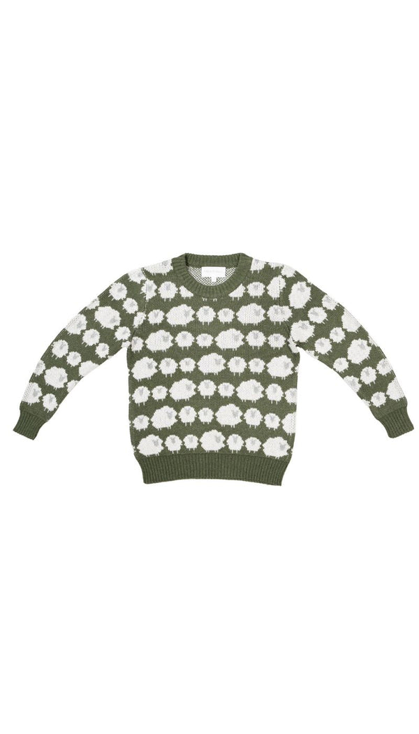 MIKA & MILO Flock of Sheep Jumper | Avocado - - organic cotton cashmere