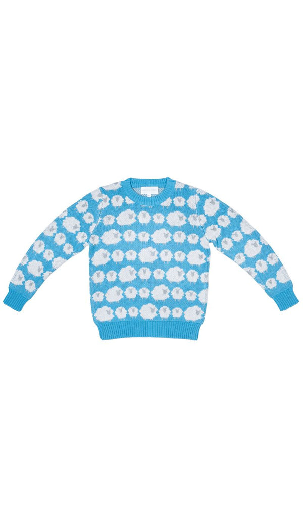 MIKA & MILO Flock of Sheep Jumper | Iceland Blue - - organic cotton cashmere