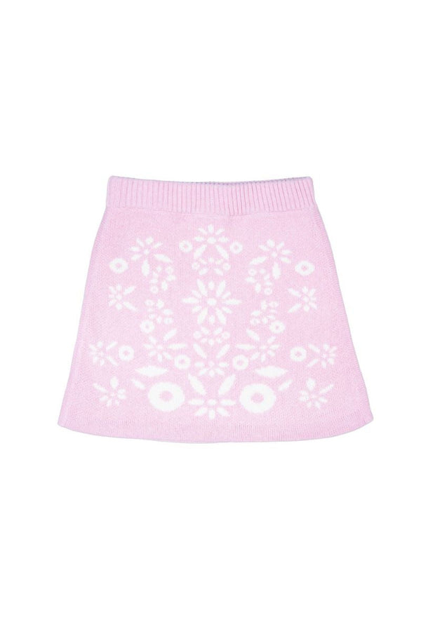 MIKA & MILO Snowflake Blossom Pencil Skirt | Bubble Gum - - organic cotton cashmere