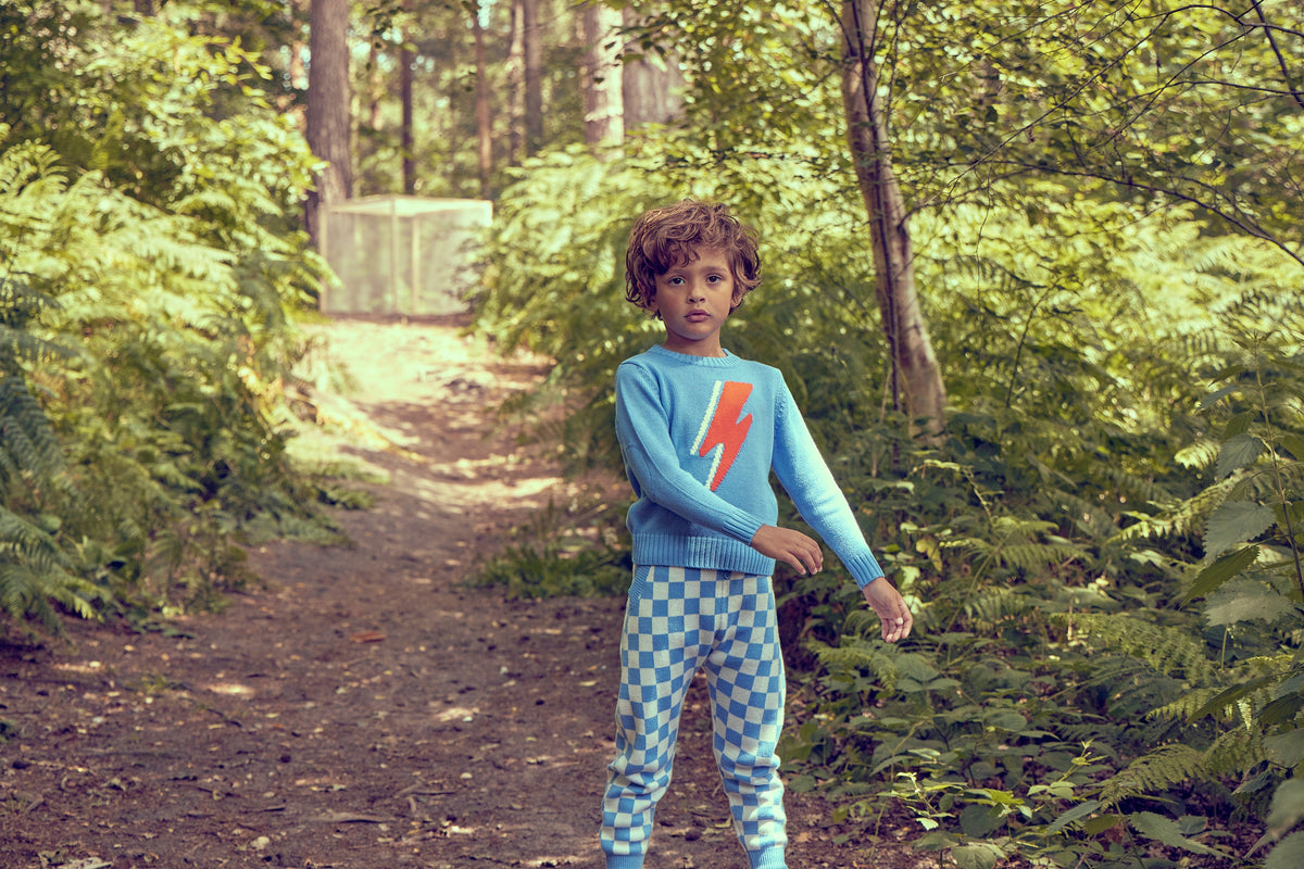 Kids Organic Cotton and Cashmere Checked Pants