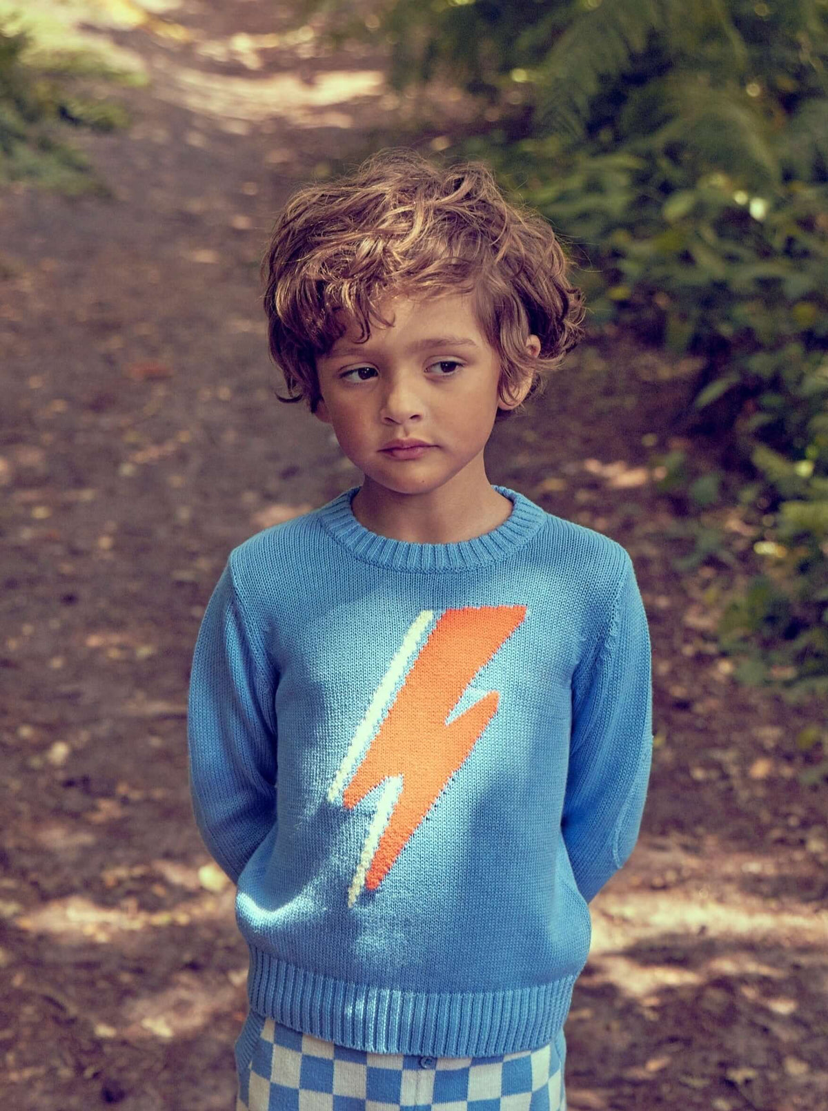 cute boys organic cotton lightning bolt sweater