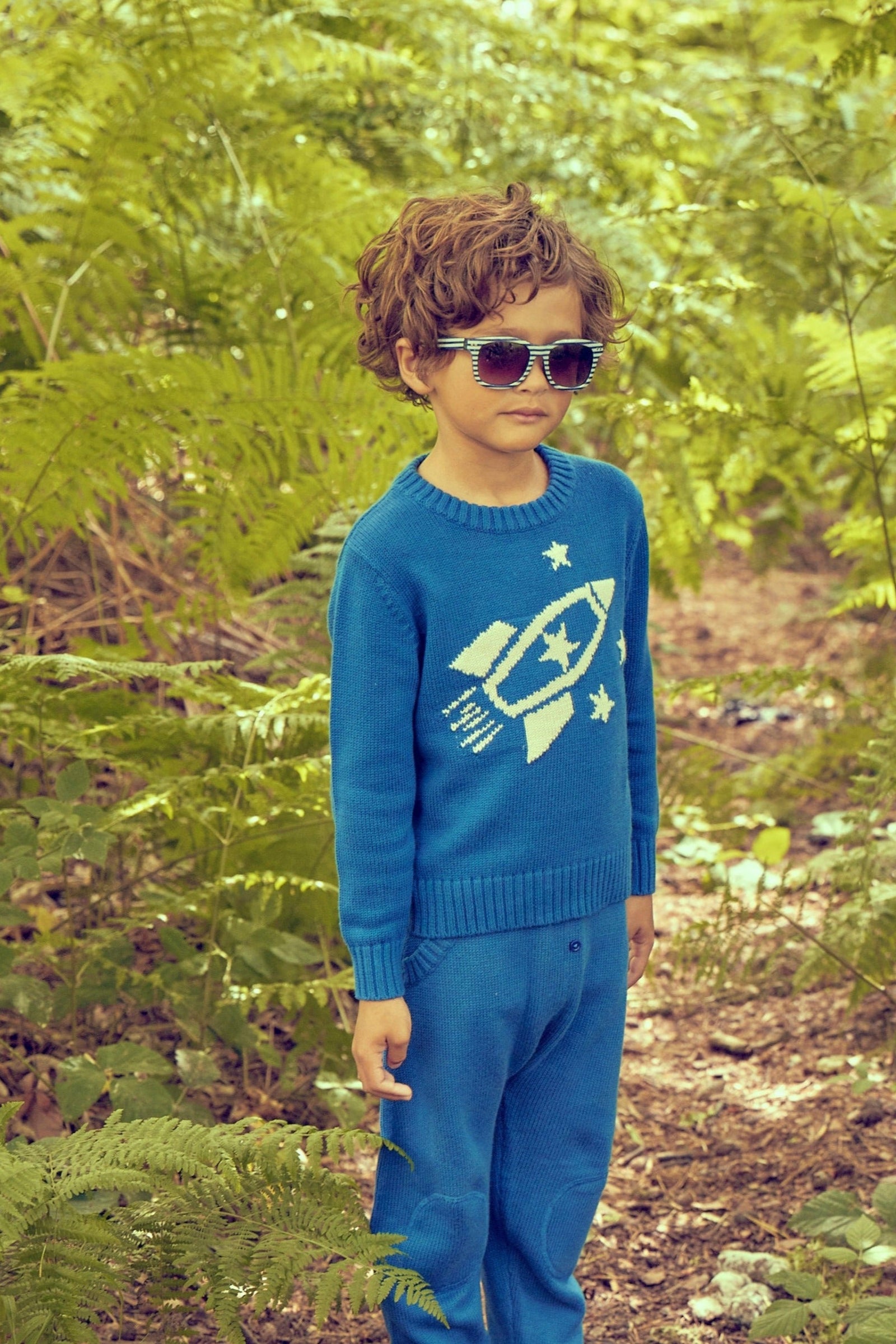 MIKA & MILO Rocket Space Jumper | Cobalt - - organic cotton cashmere