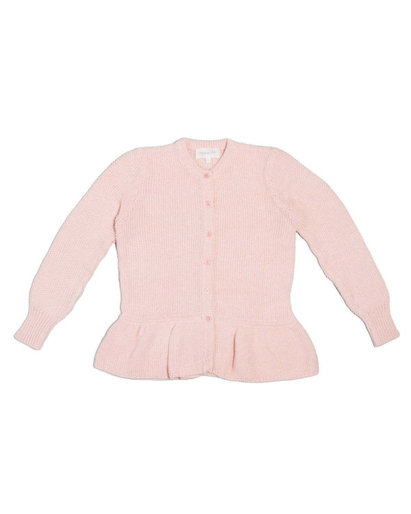 Moss Stitch Ruffled Cardigan | Blush